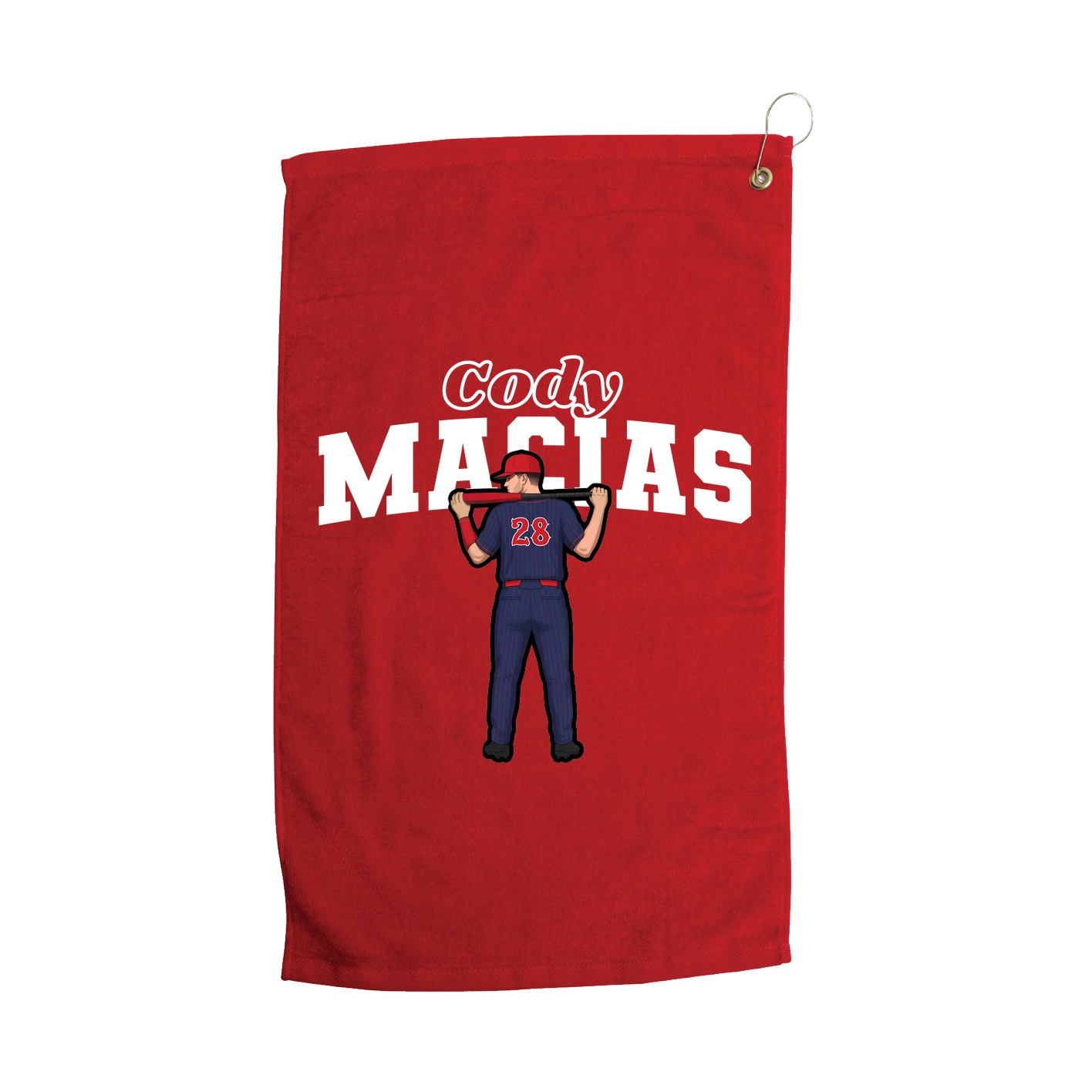 Golf Towel — Name Arch in Red