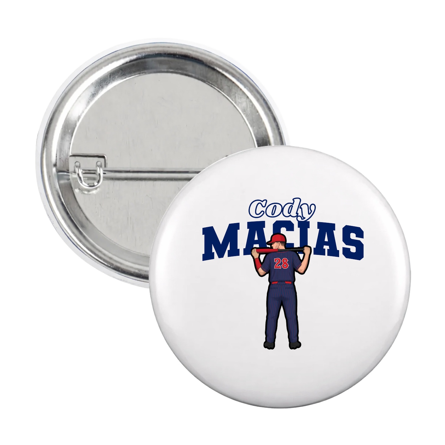 Game Day Button — Name Arch in White
