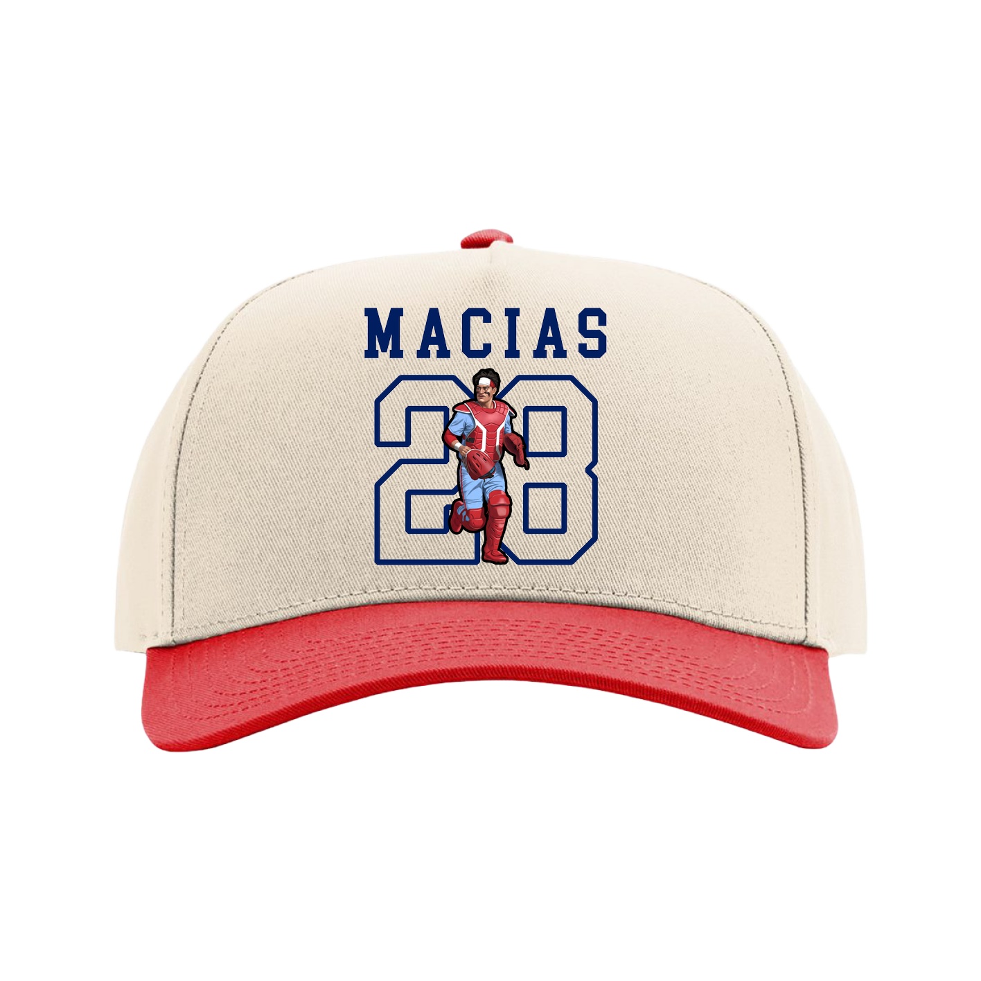 Full Fabric Five-Panel Champ Cap — Shirsey in Cream/Red