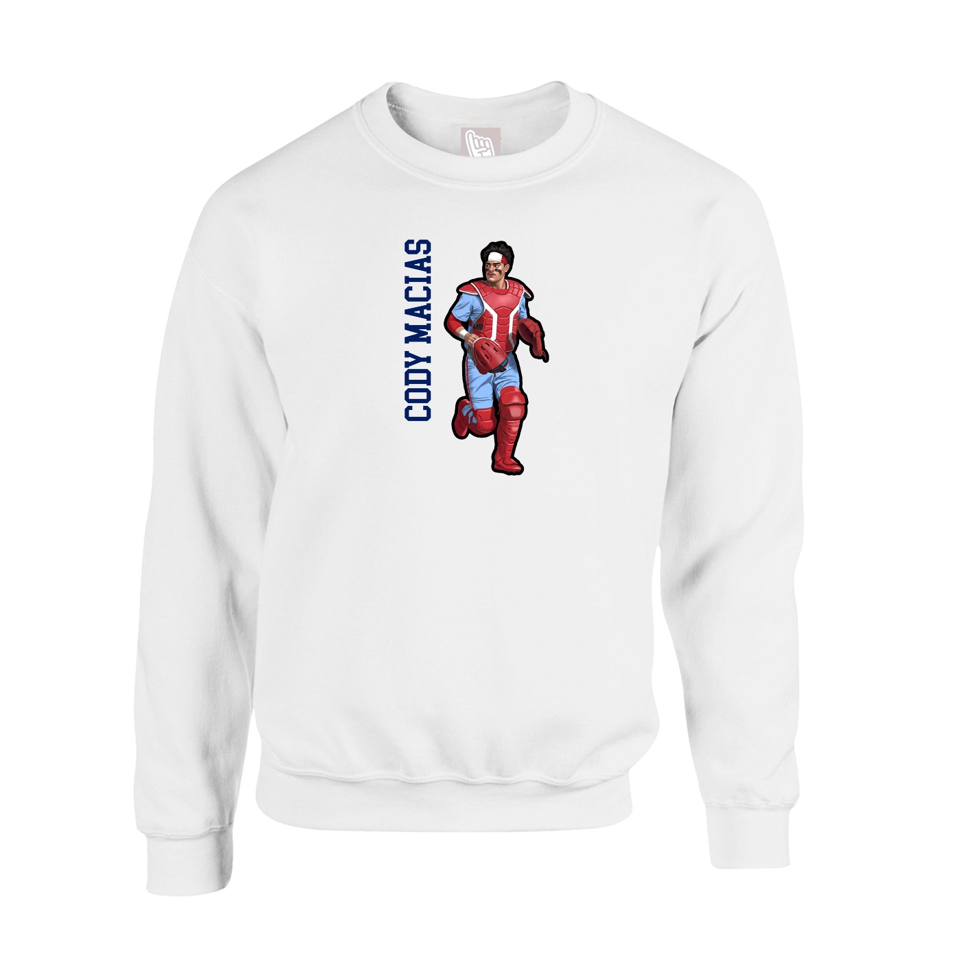 Fleece Crew — Name Vertical in White