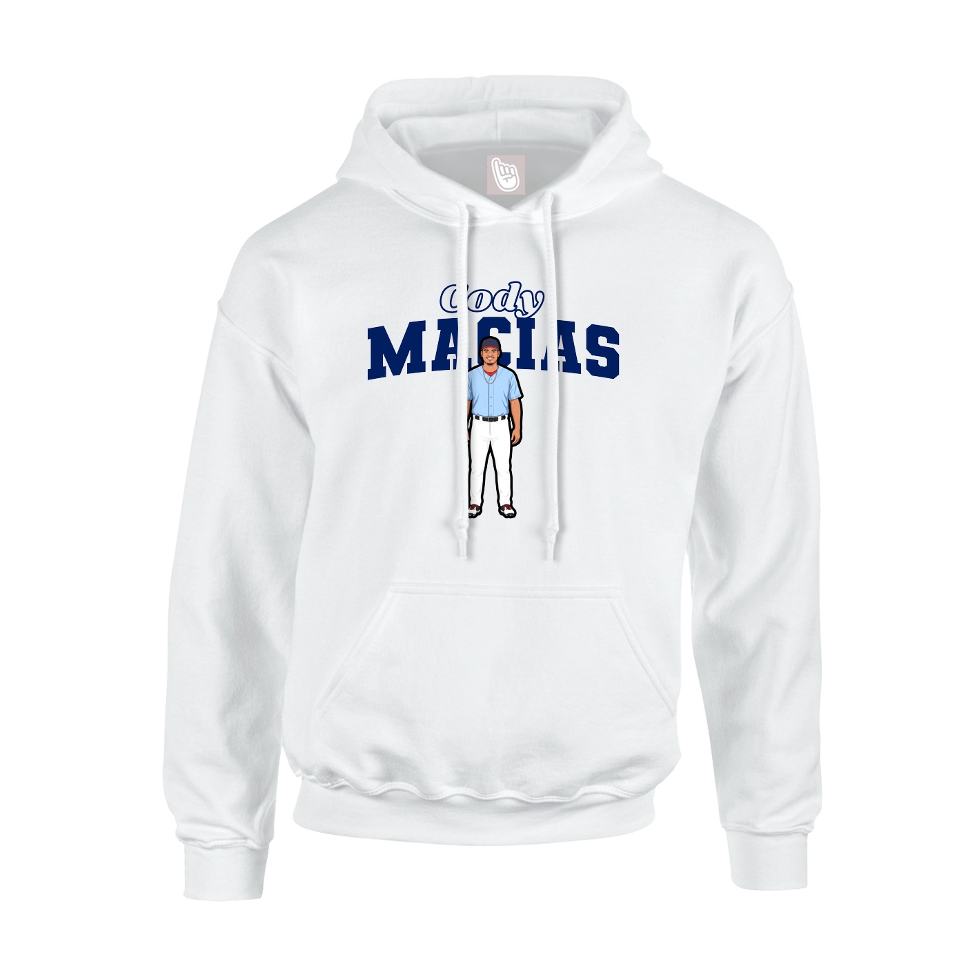 Youth Hoodie — Name Arch in White