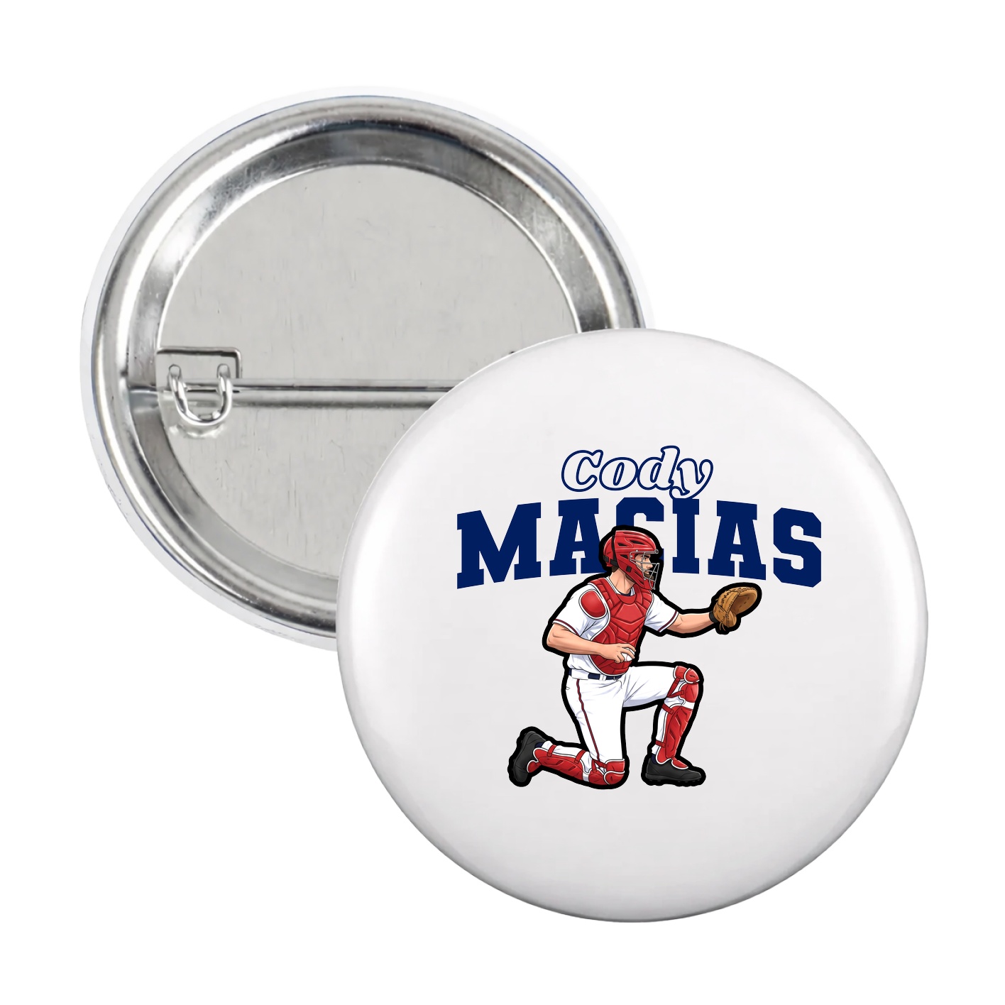Game Day Button — Name Arch in White