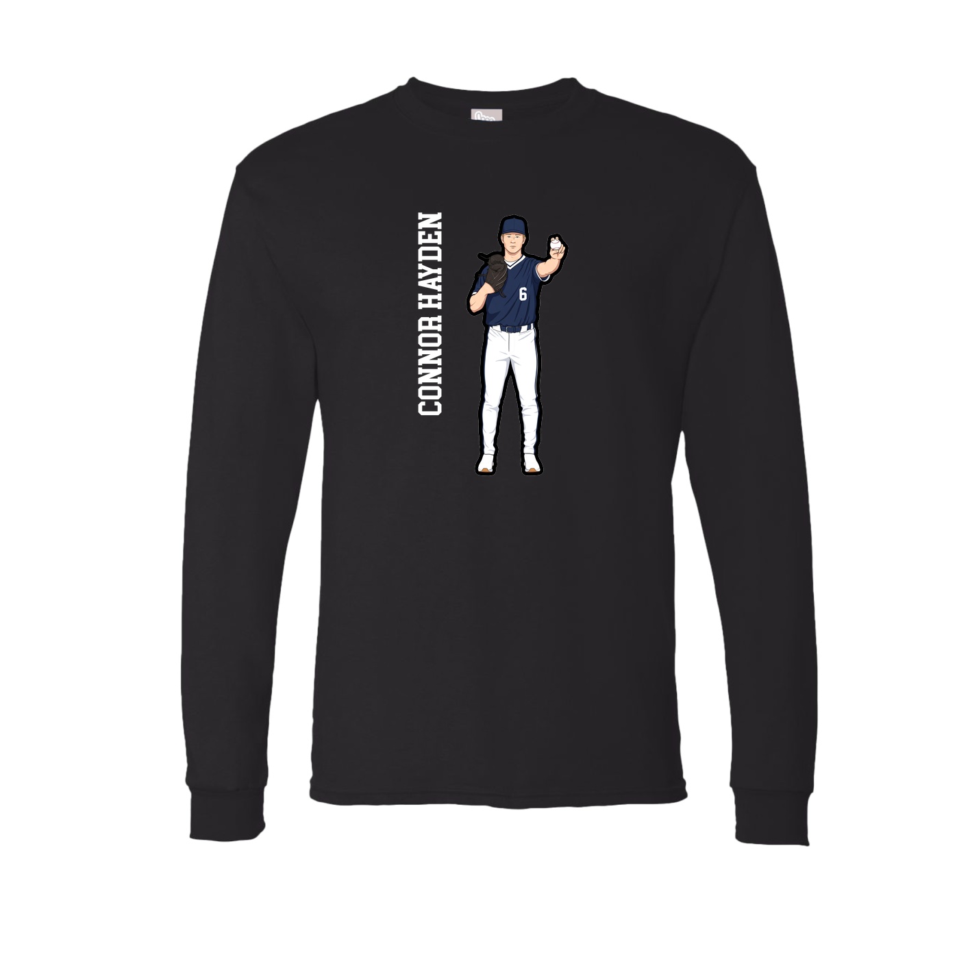 Long Sleeve Tee — Name Vertical in Black