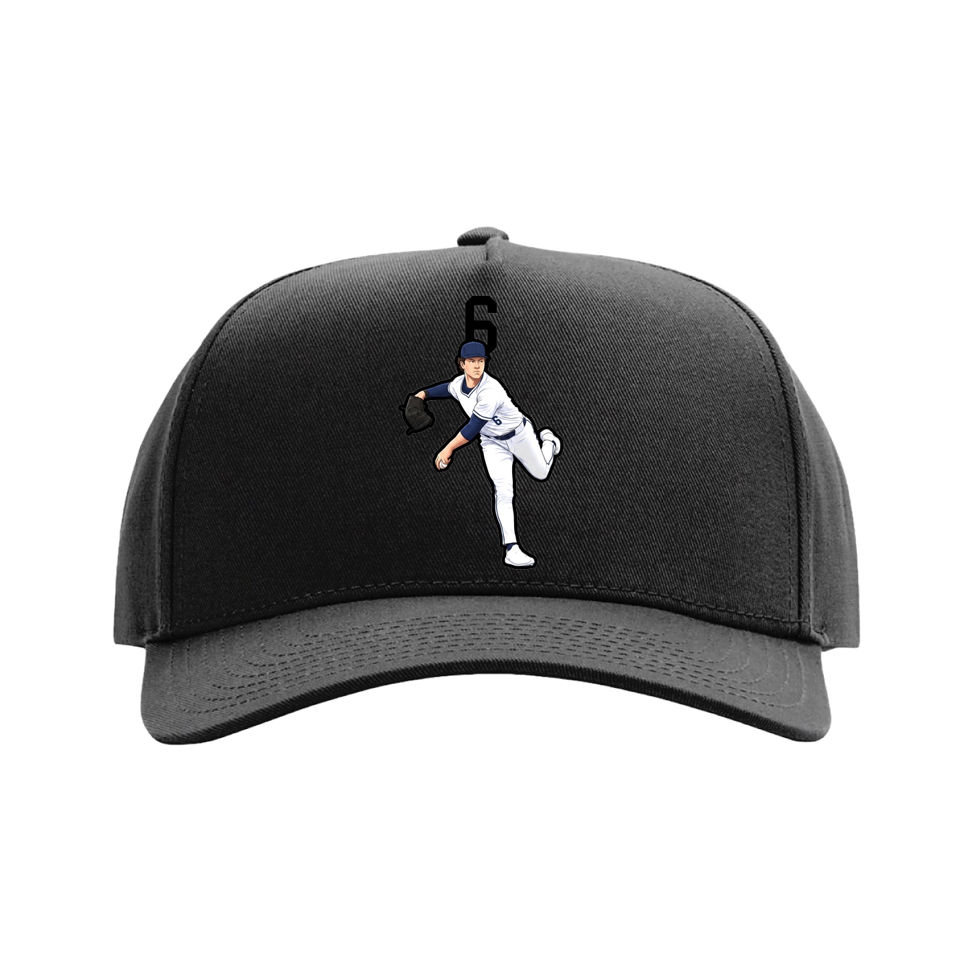 Full Fabric Five-Panel Champ Cap — Number Top in Black