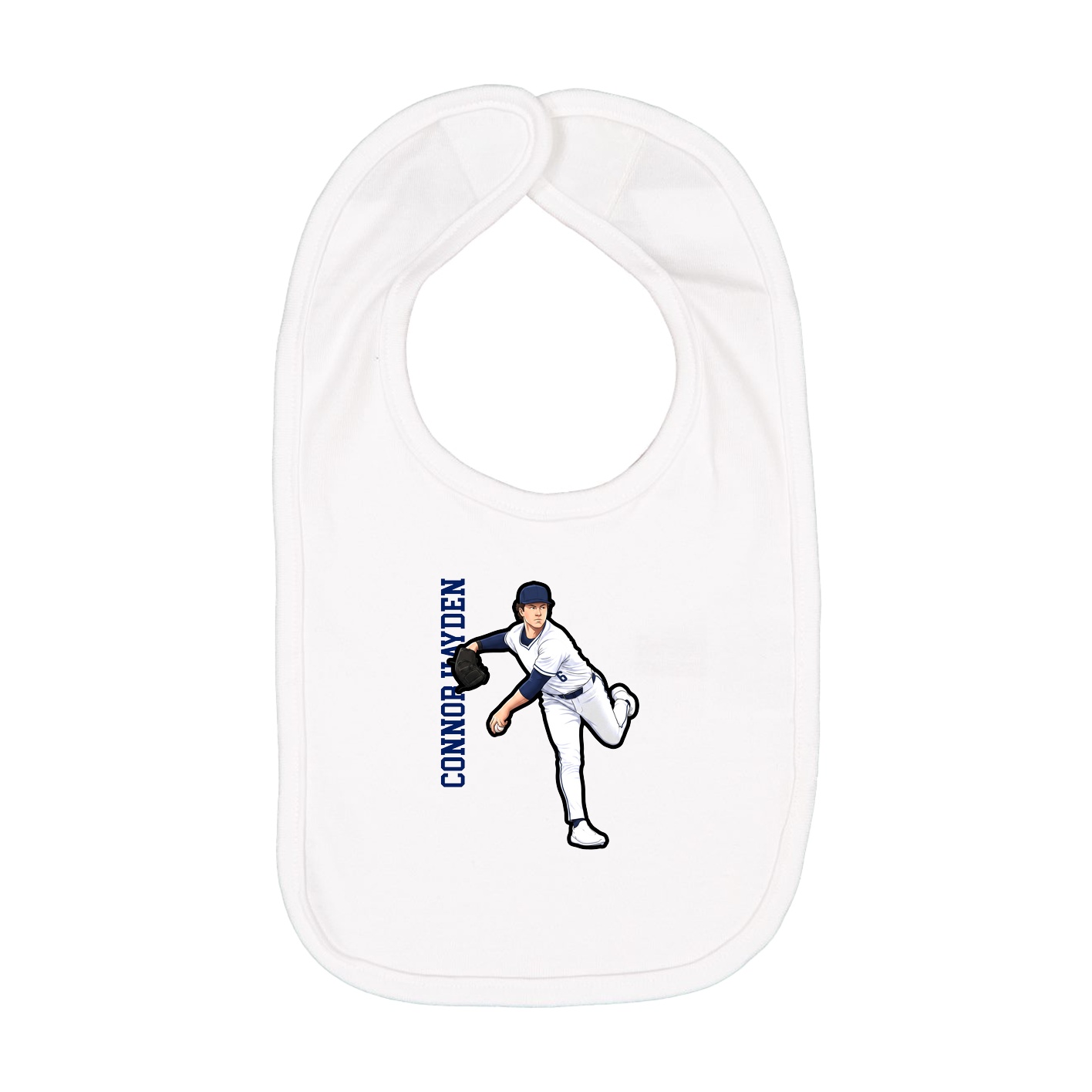 Infant Bib — Name Vertical in White