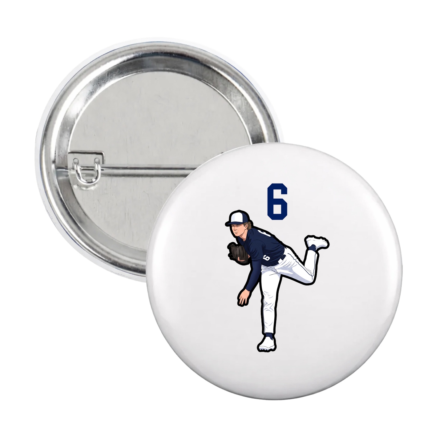 Game Day Button — Number Top in White