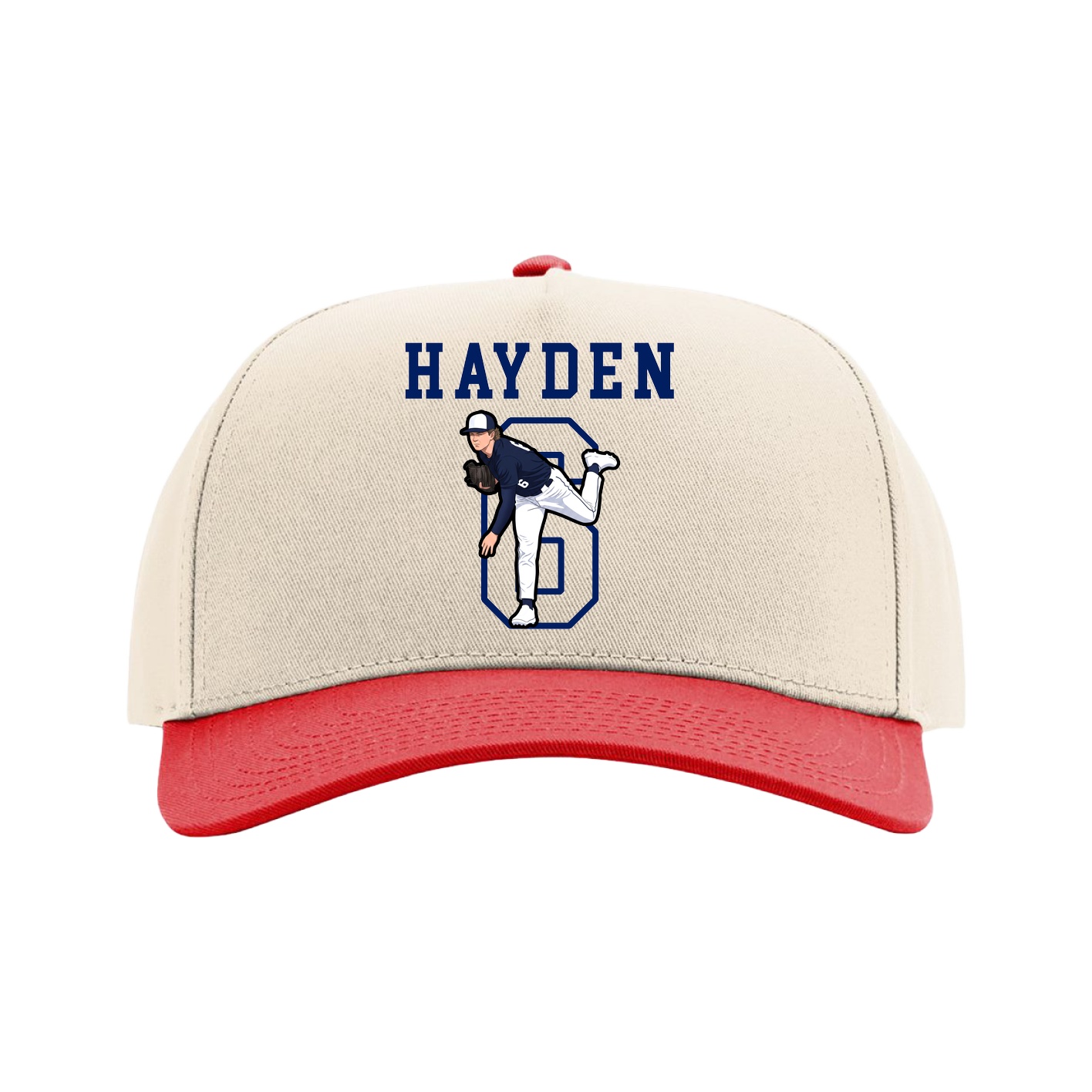 Full Fabric Five-Panel Champ Cap — Shirsey in Cream/Red