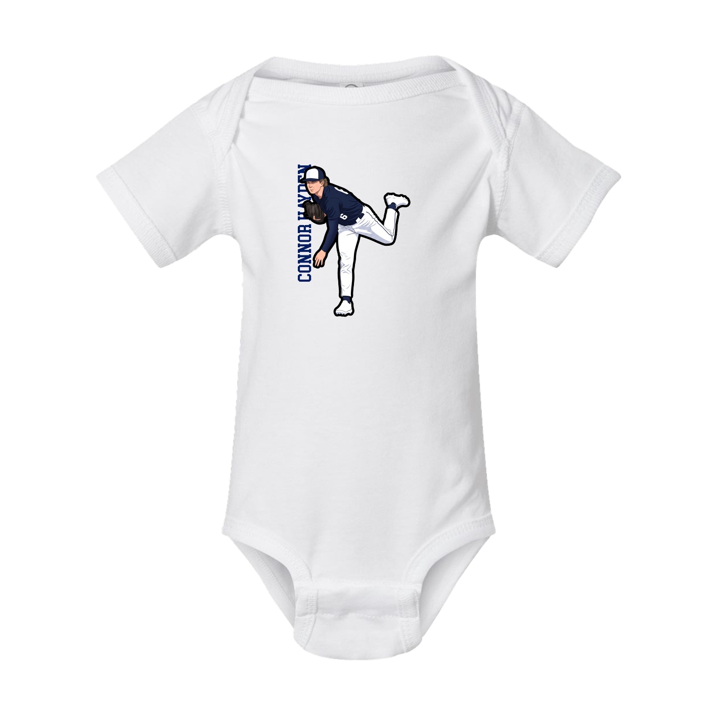 Baby Onesie — Name Vertical in White
