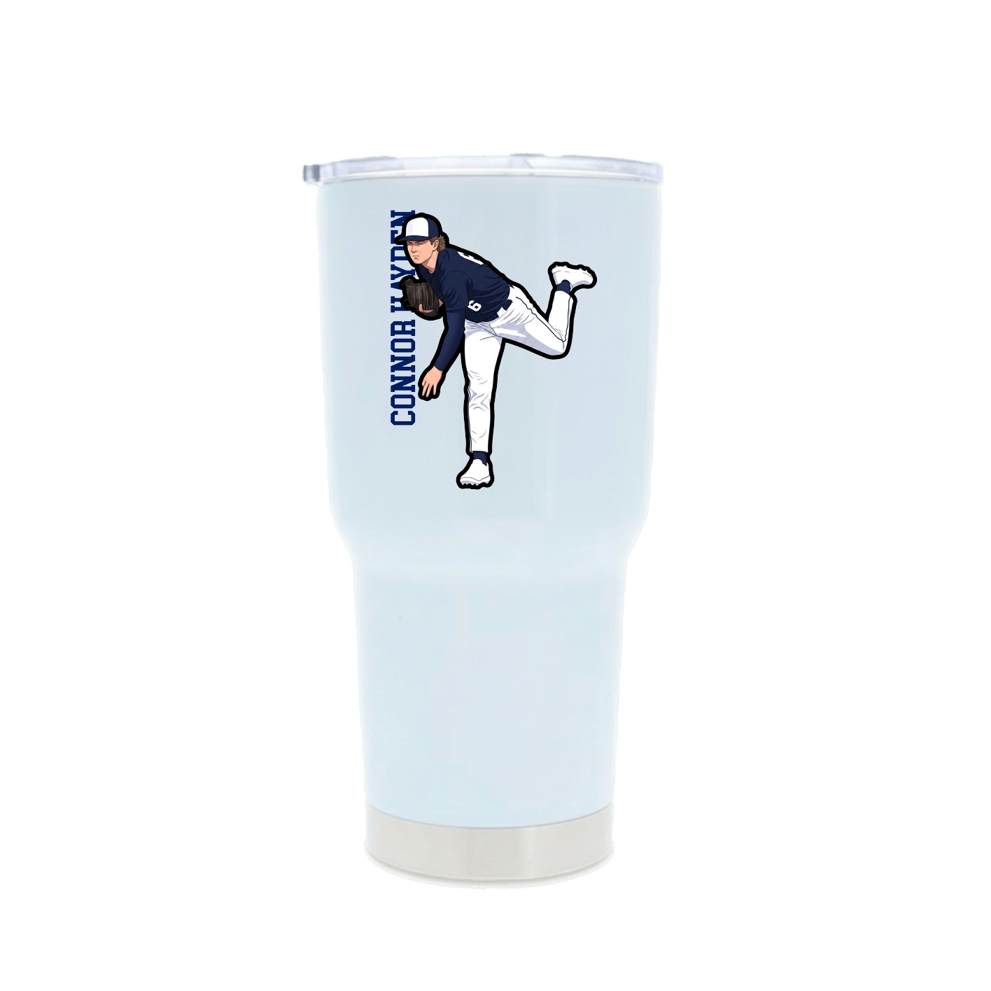 30oz Stainless Steel Tumbler — Name Vertical in White
