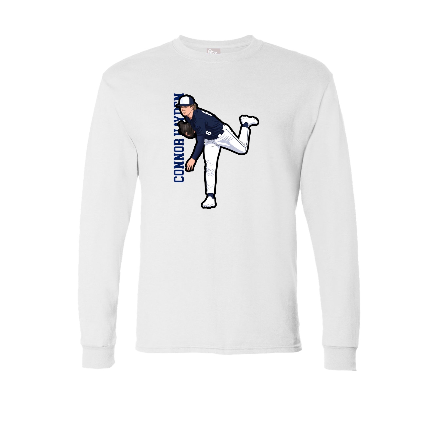 Long Sleeve Tee — Name Vertical in White