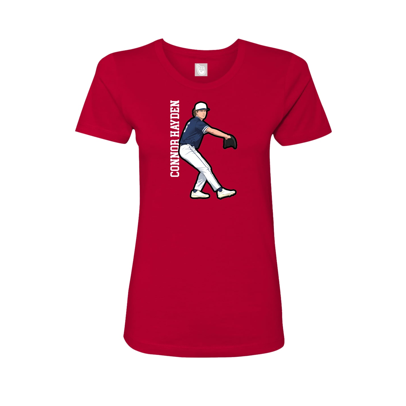 Fitted Women's Tee — Name Vertical in Red