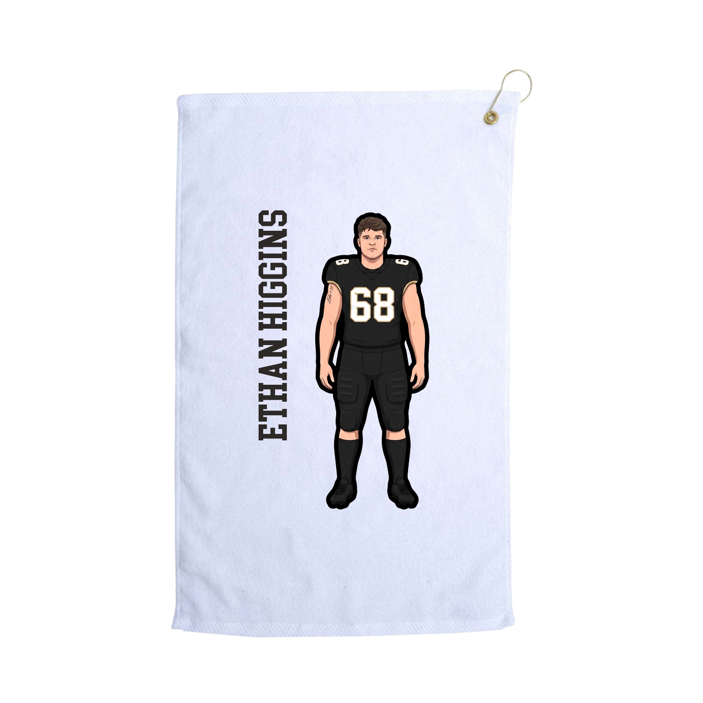 Golf Towel — Name Vertical in White