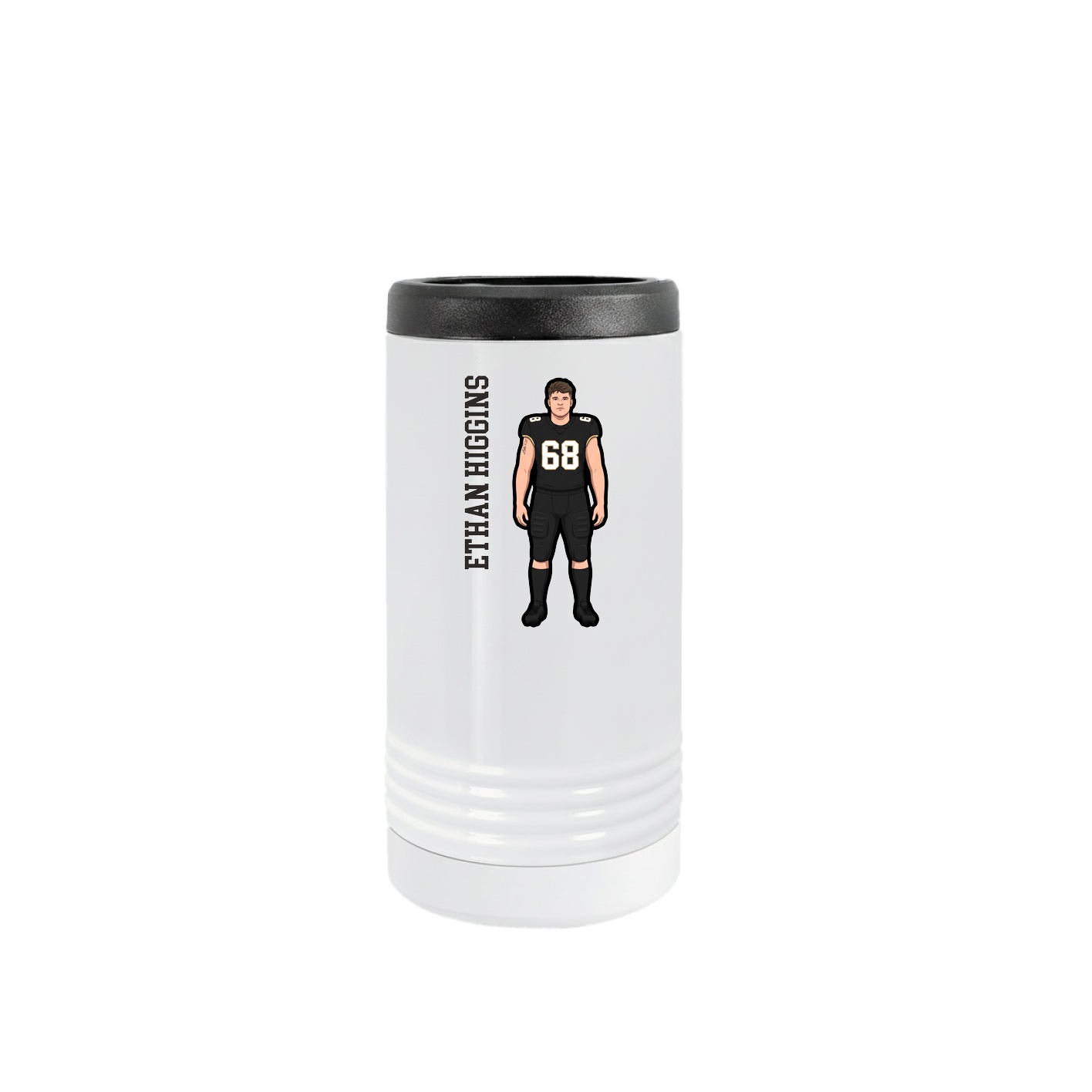 Slim Beverage Holder — Name Vertical in White
