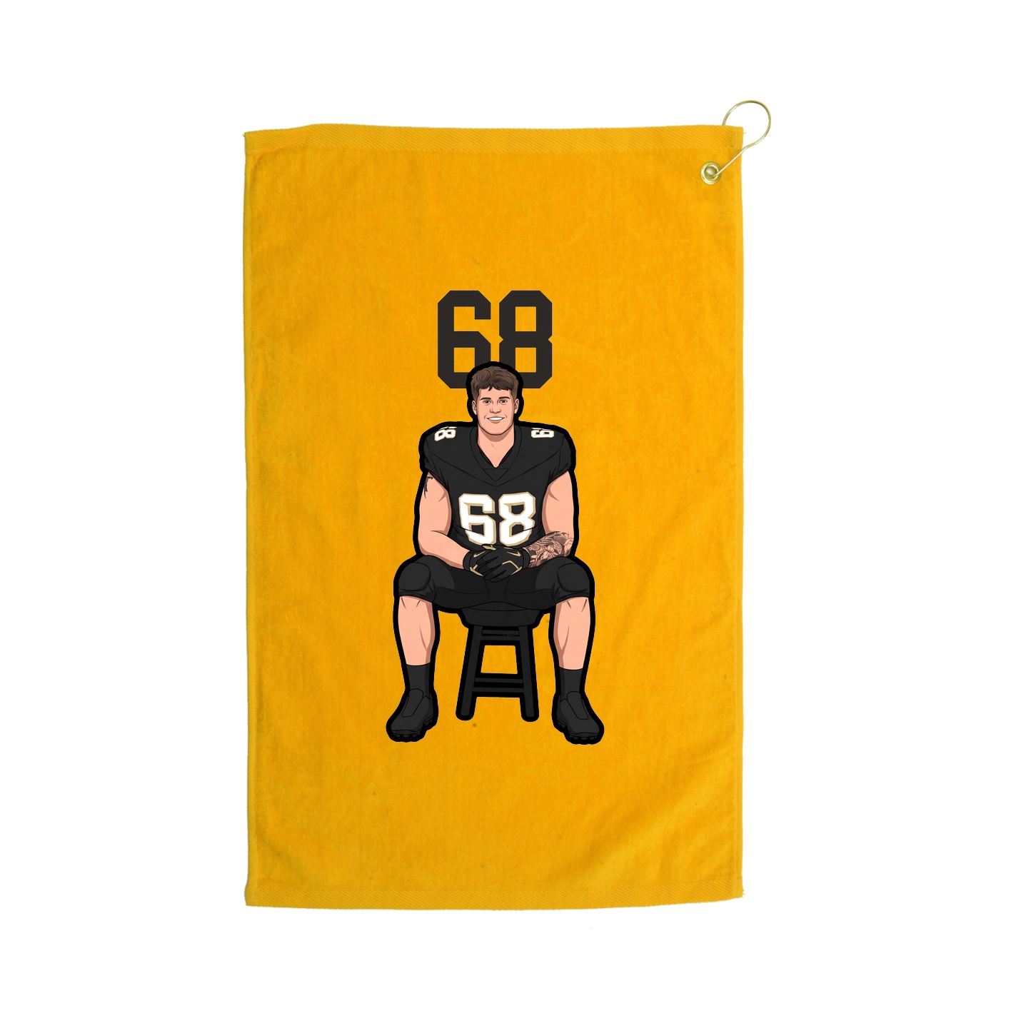 Golf Towel — Number Top in Gold