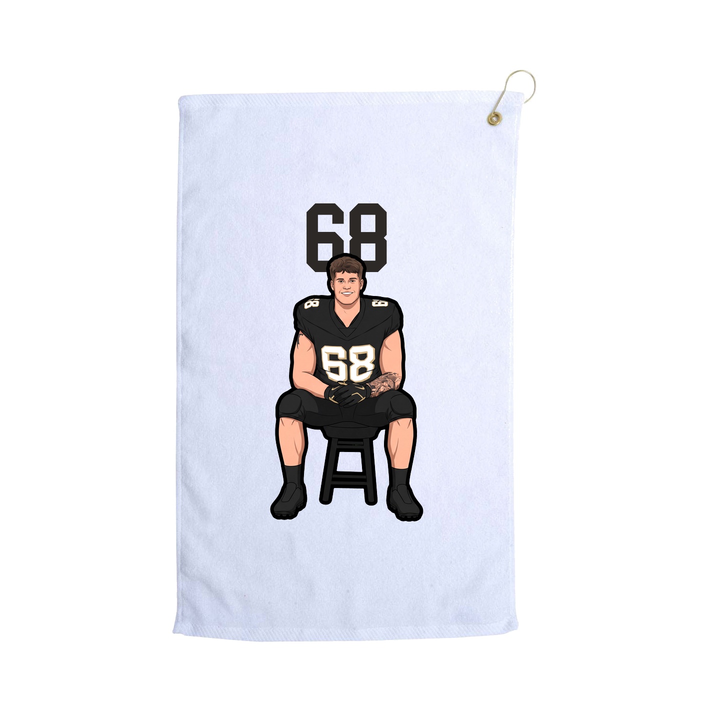 Golf Towel — Number Top in White
