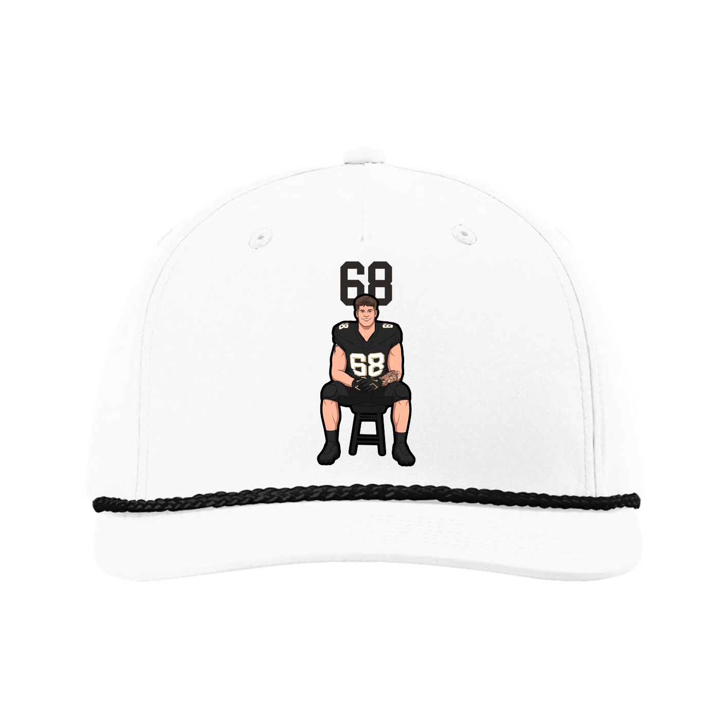 Five-Panel Classic Rope Cap — Number Top in White