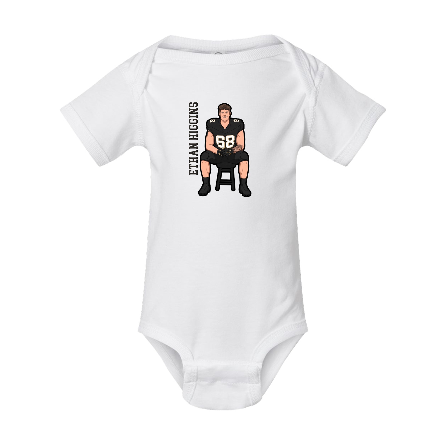 Baby Onesie — Name Vertical in White