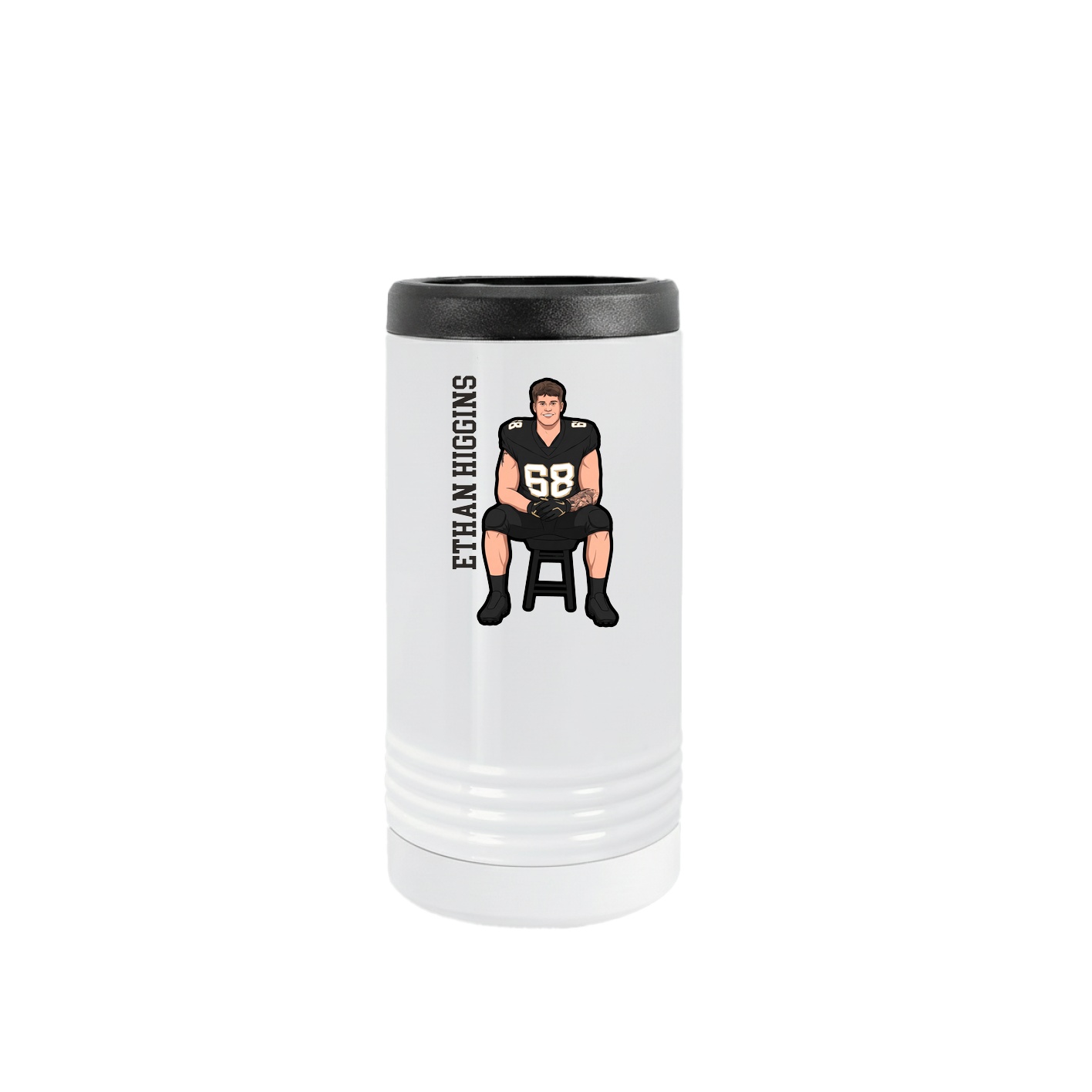 Slim Beverage Holder — Name Vertical in White