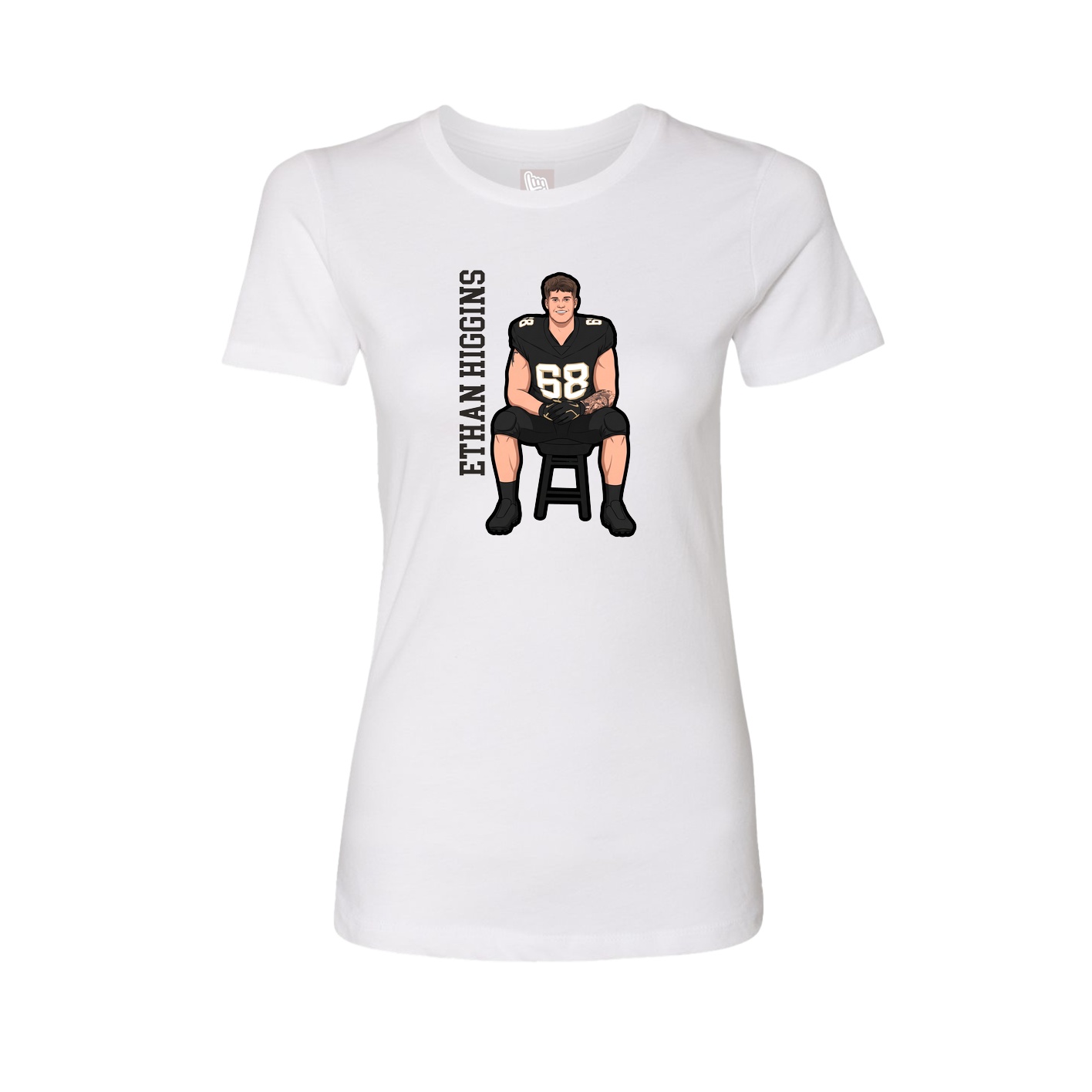 Womens Tee — Name Vertical in White