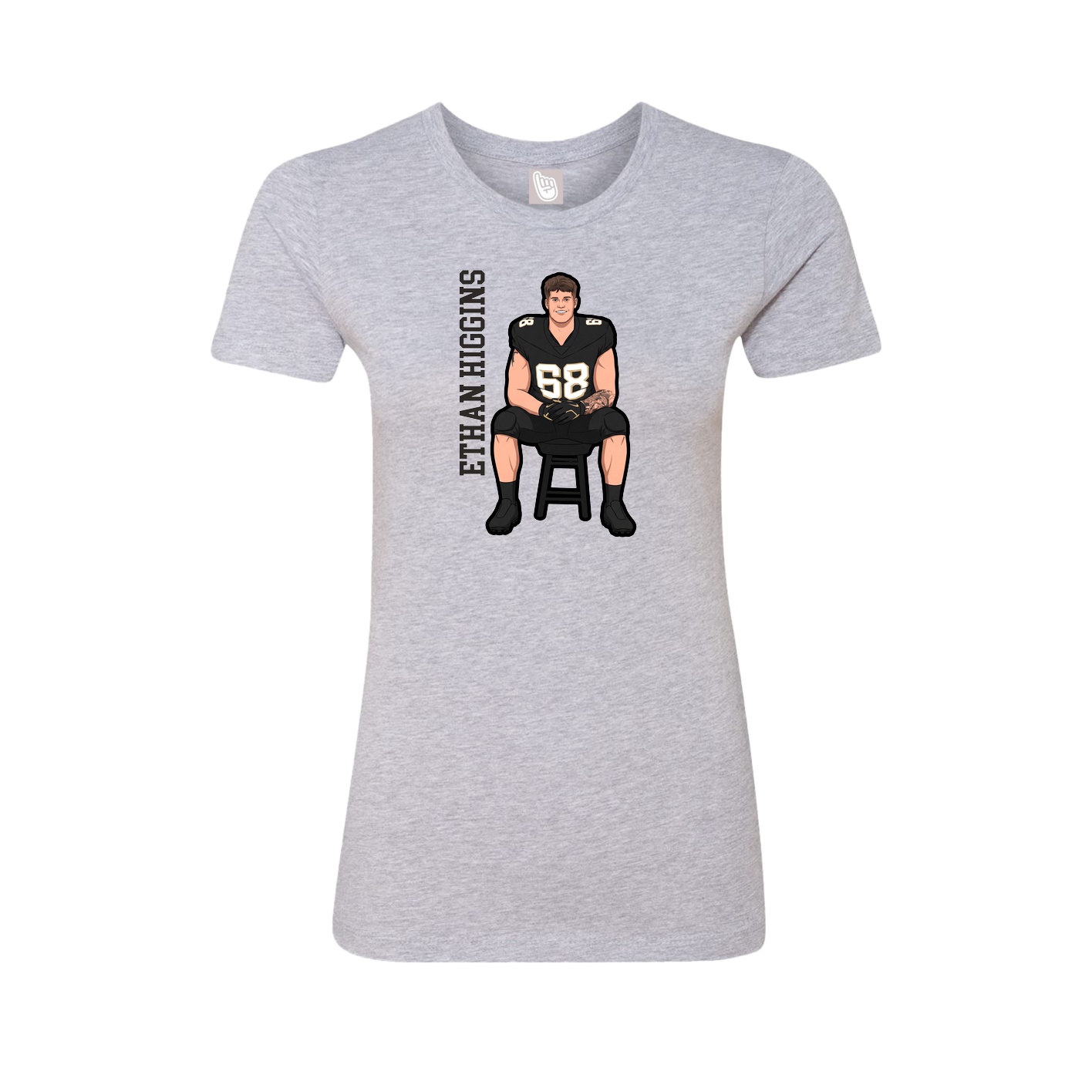 Womens Tee — Name Vertical in Grey