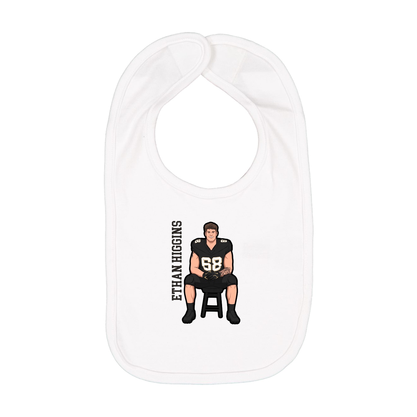 Infant Bib — Name Vertical in White