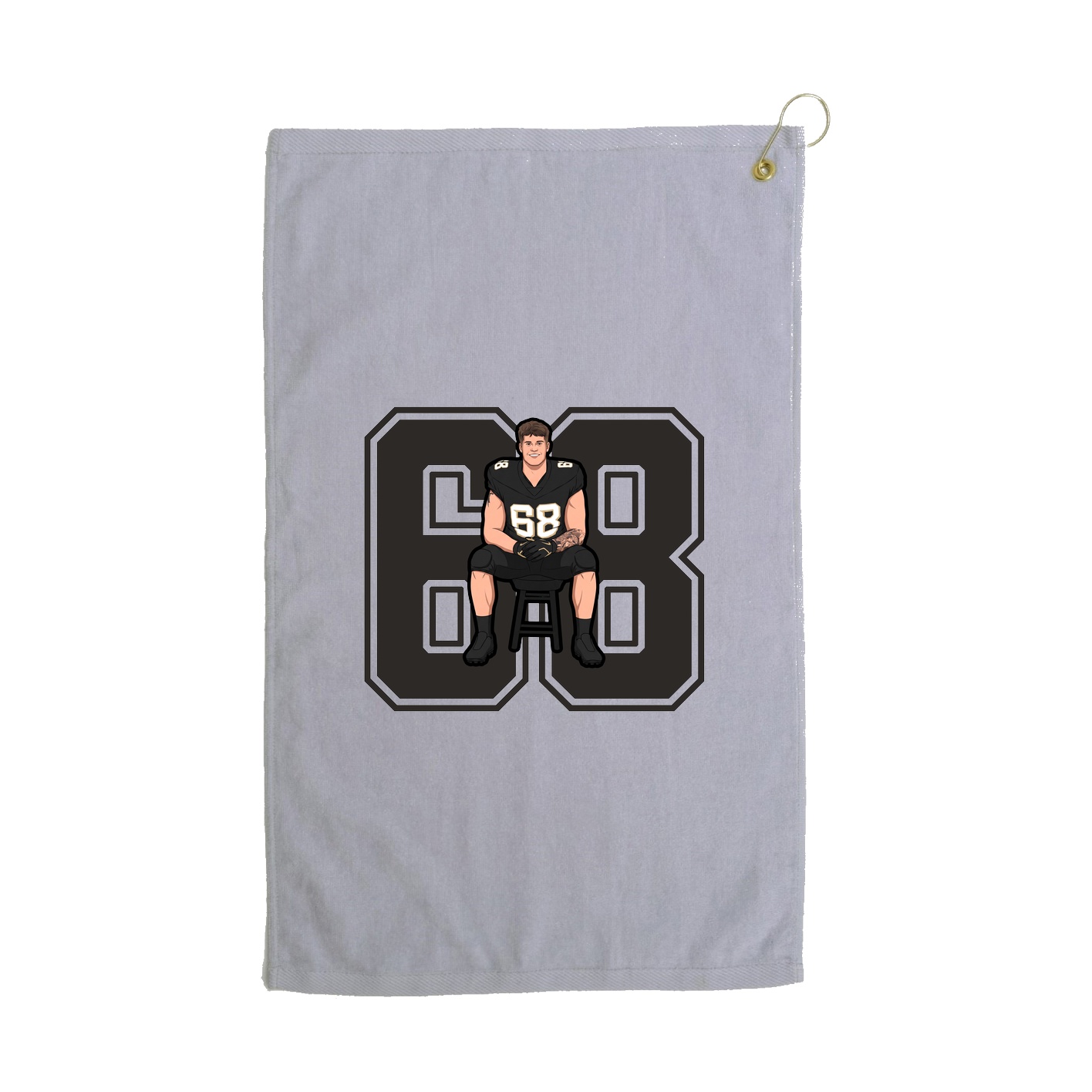 Golf Towel — Number in Grey
