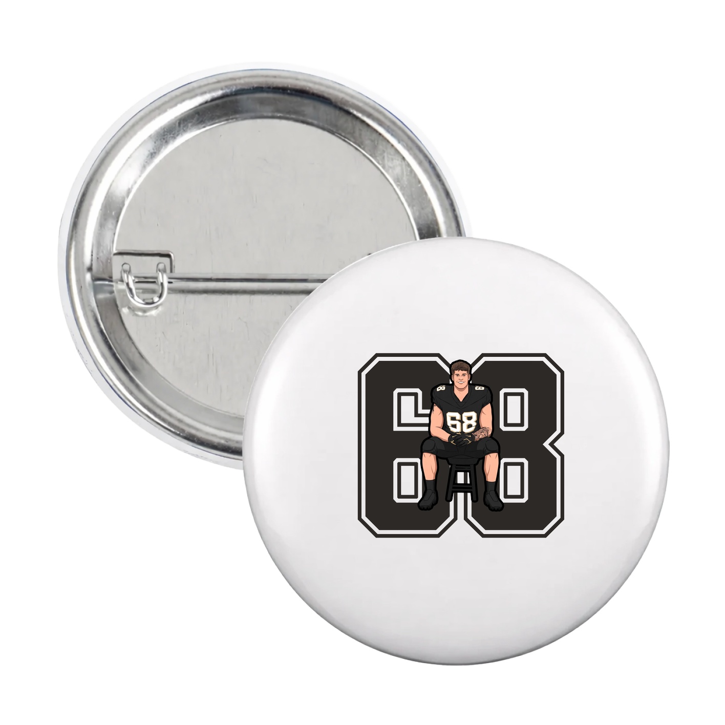 Game Day Button — Number in White