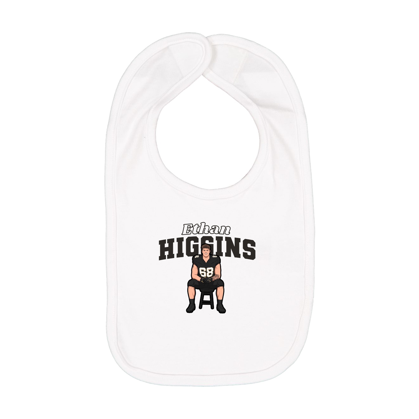 Infant Bib — Name Arch in White