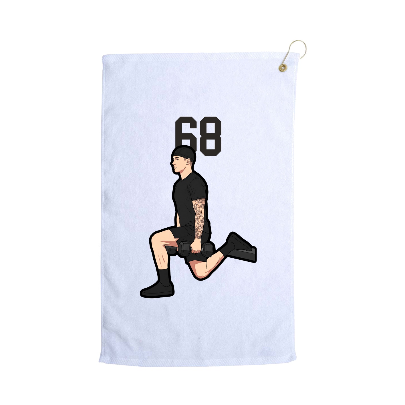 Golf Towel — Number Top in White