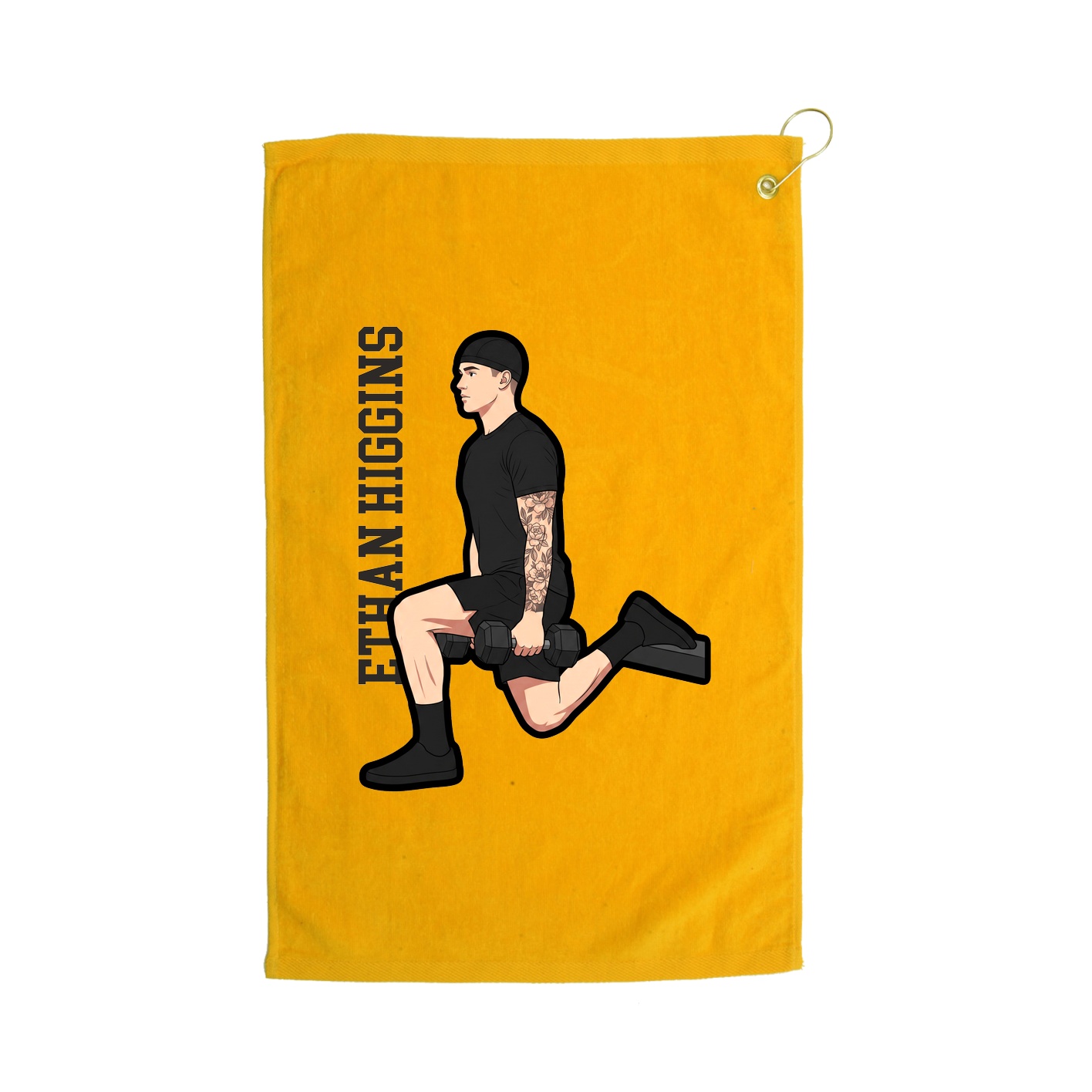 Golf Towel — Name Vertical in Gold