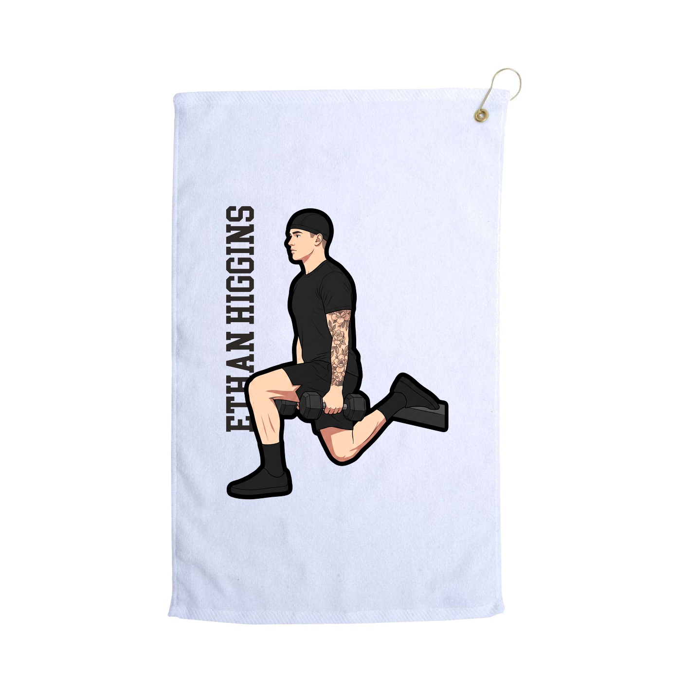 Golf Towel — Name Vertical in White