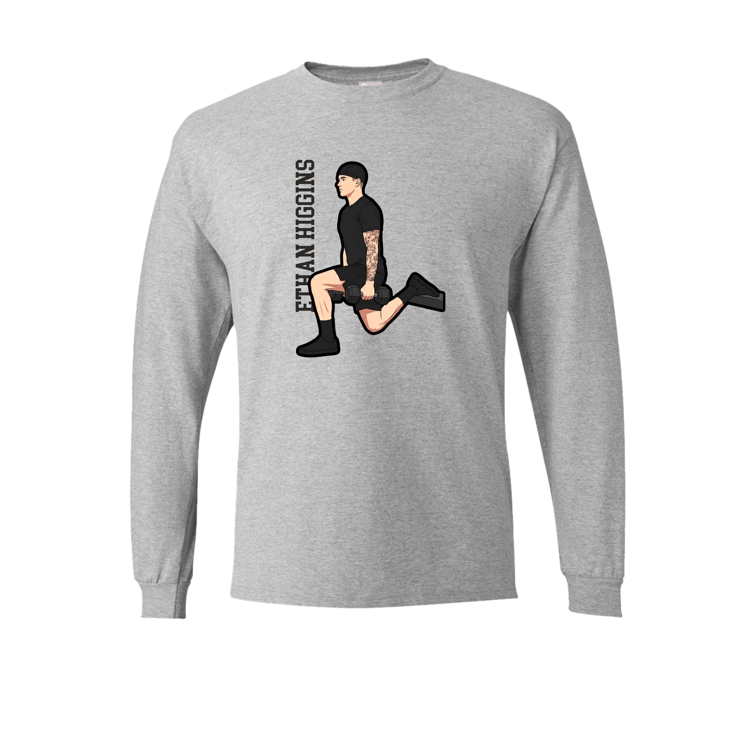 Long Sleeve Tee — Name Vertical in Grey