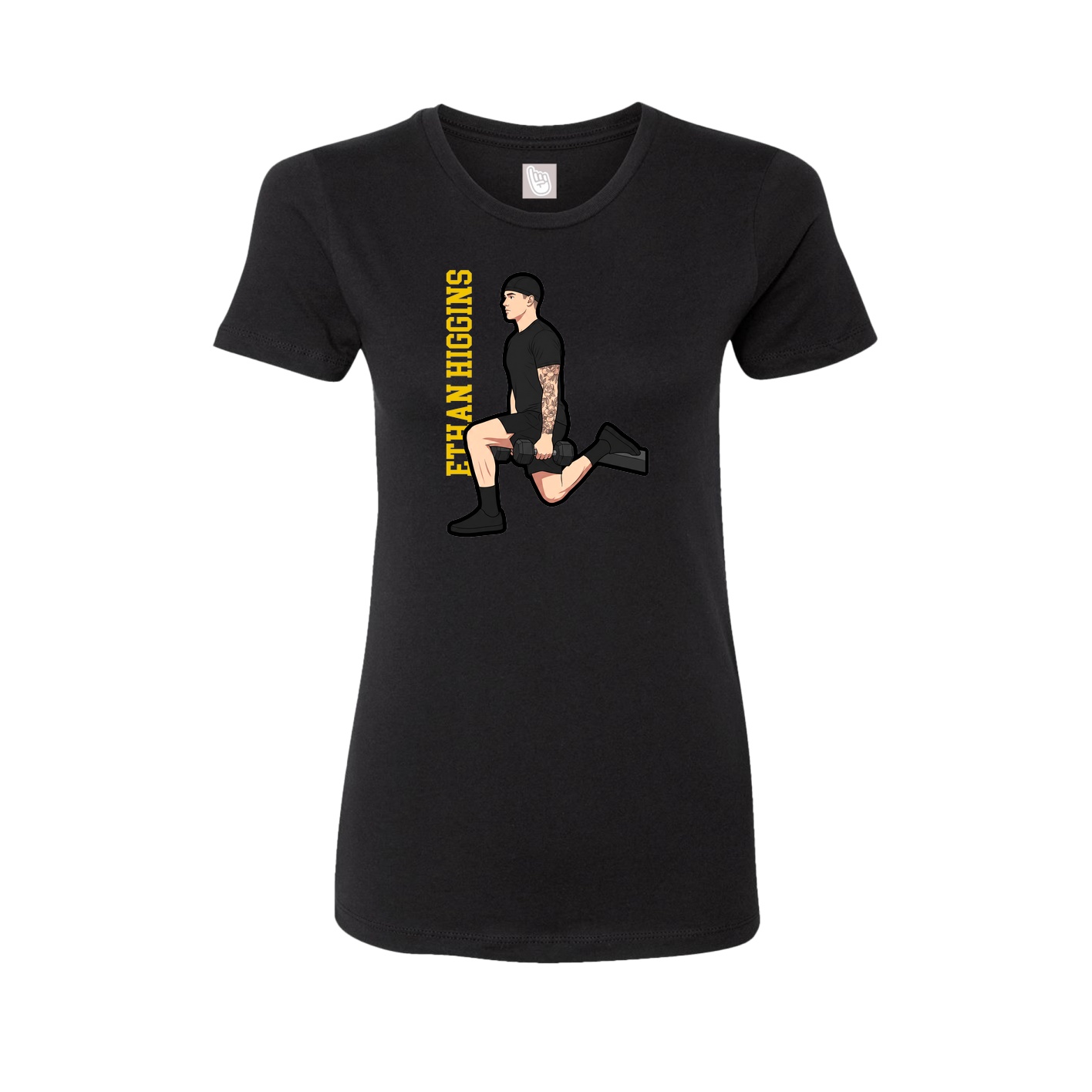 Womens Tee — Name Vertical in Black