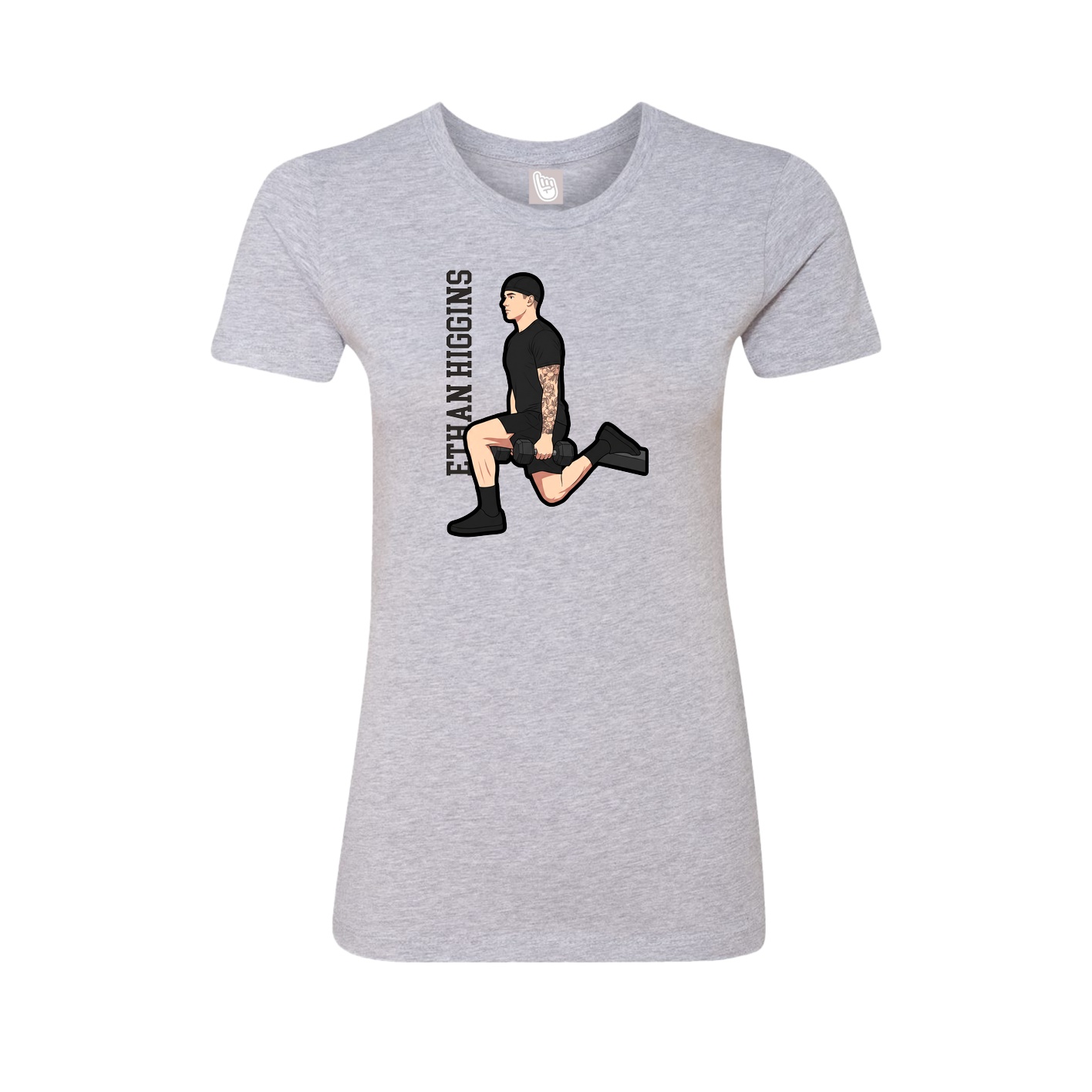 Womens Tee — Name Vertical in Grey