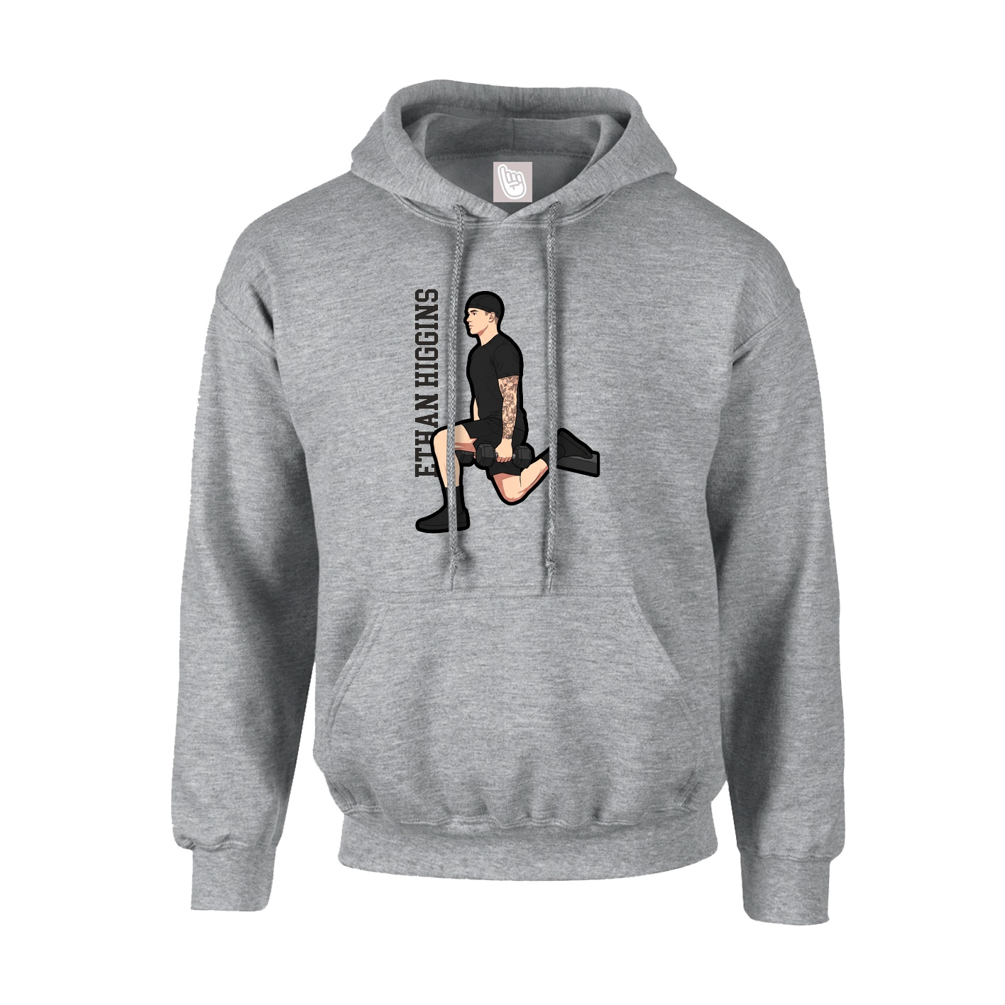 Youth Hoodie — Name Vertical in Grey