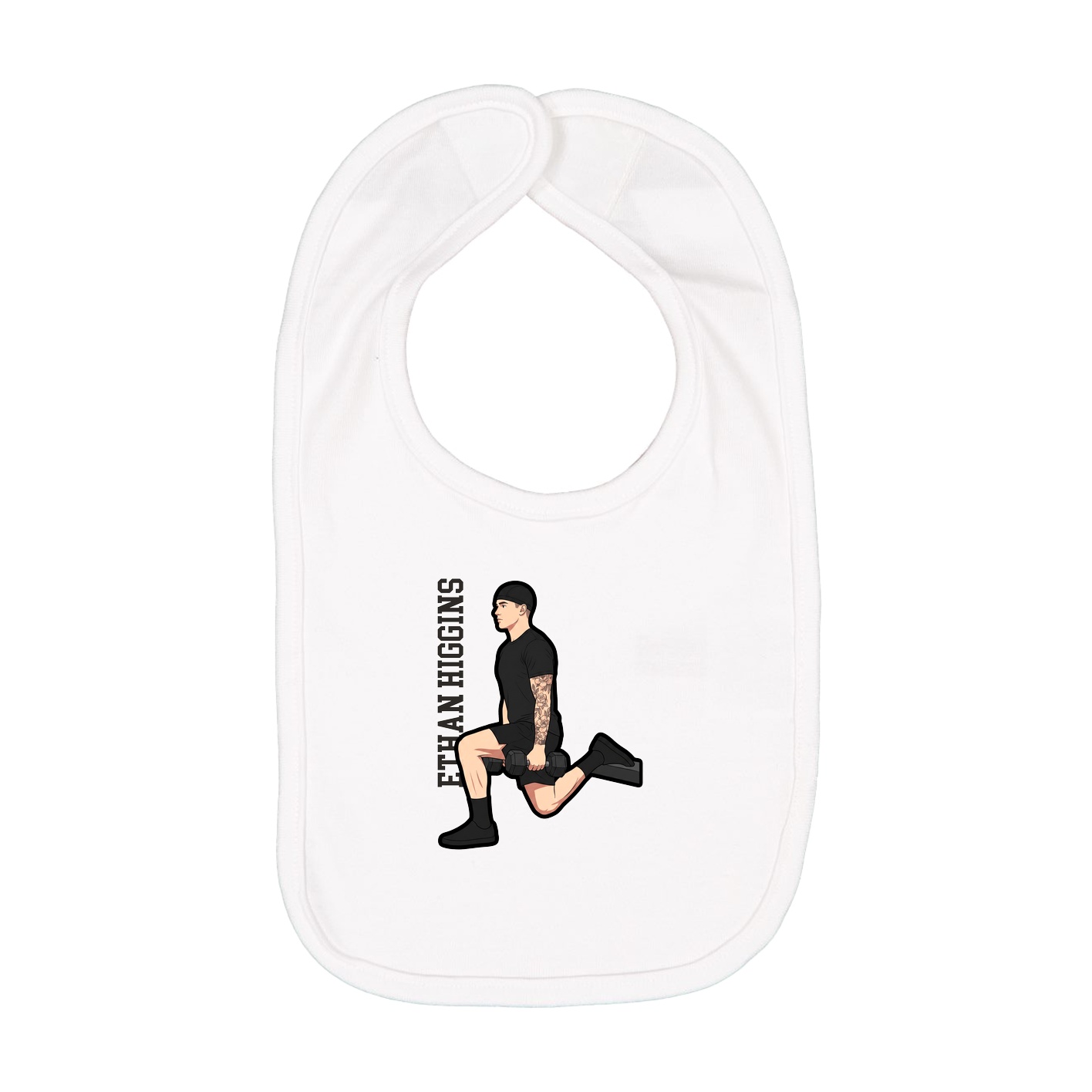 Infant Bib — Name Vertical in White
