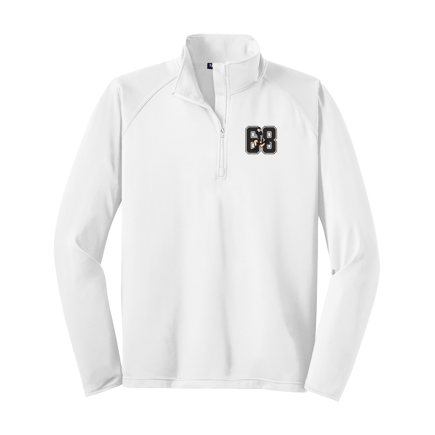 Q-Zip Pullover — Number in White