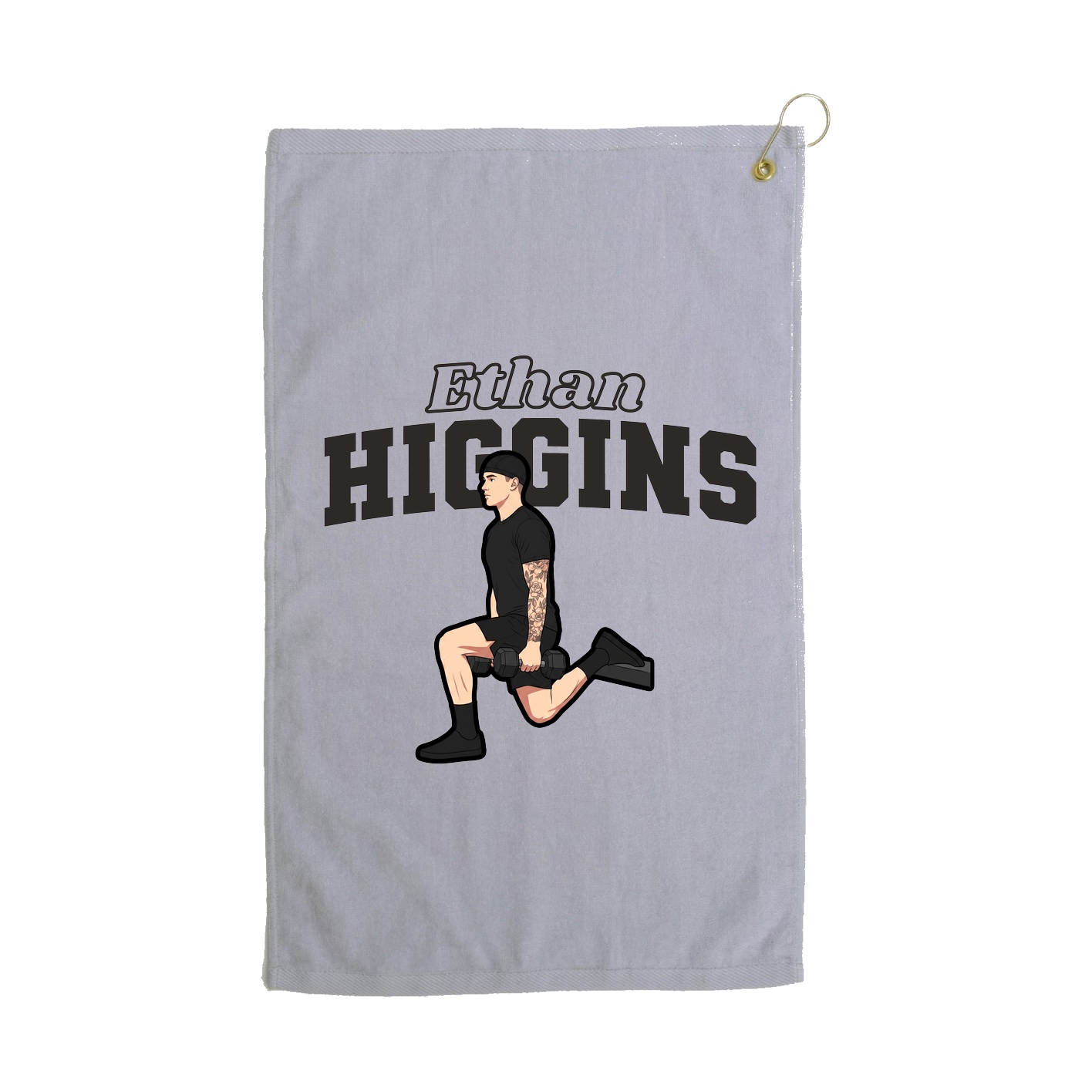 Golf Towel — Name Arch in Grey