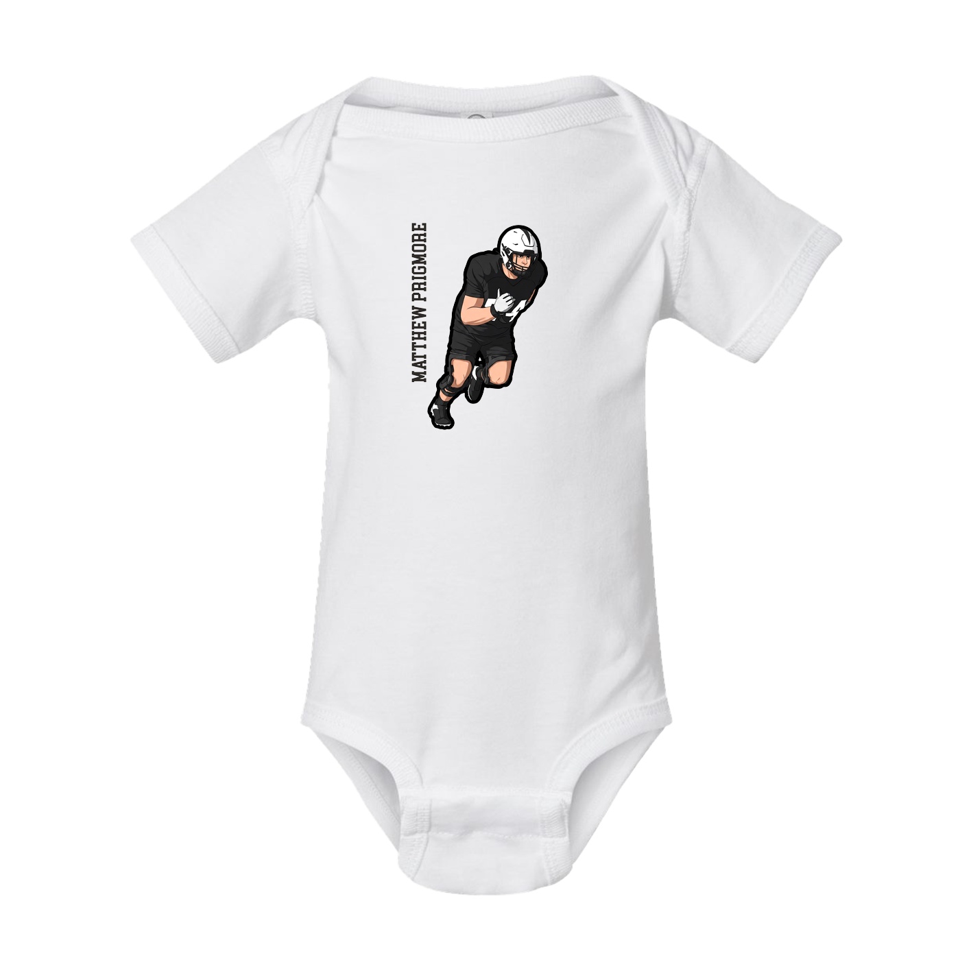 Baby Onesie — Name Vertical in White