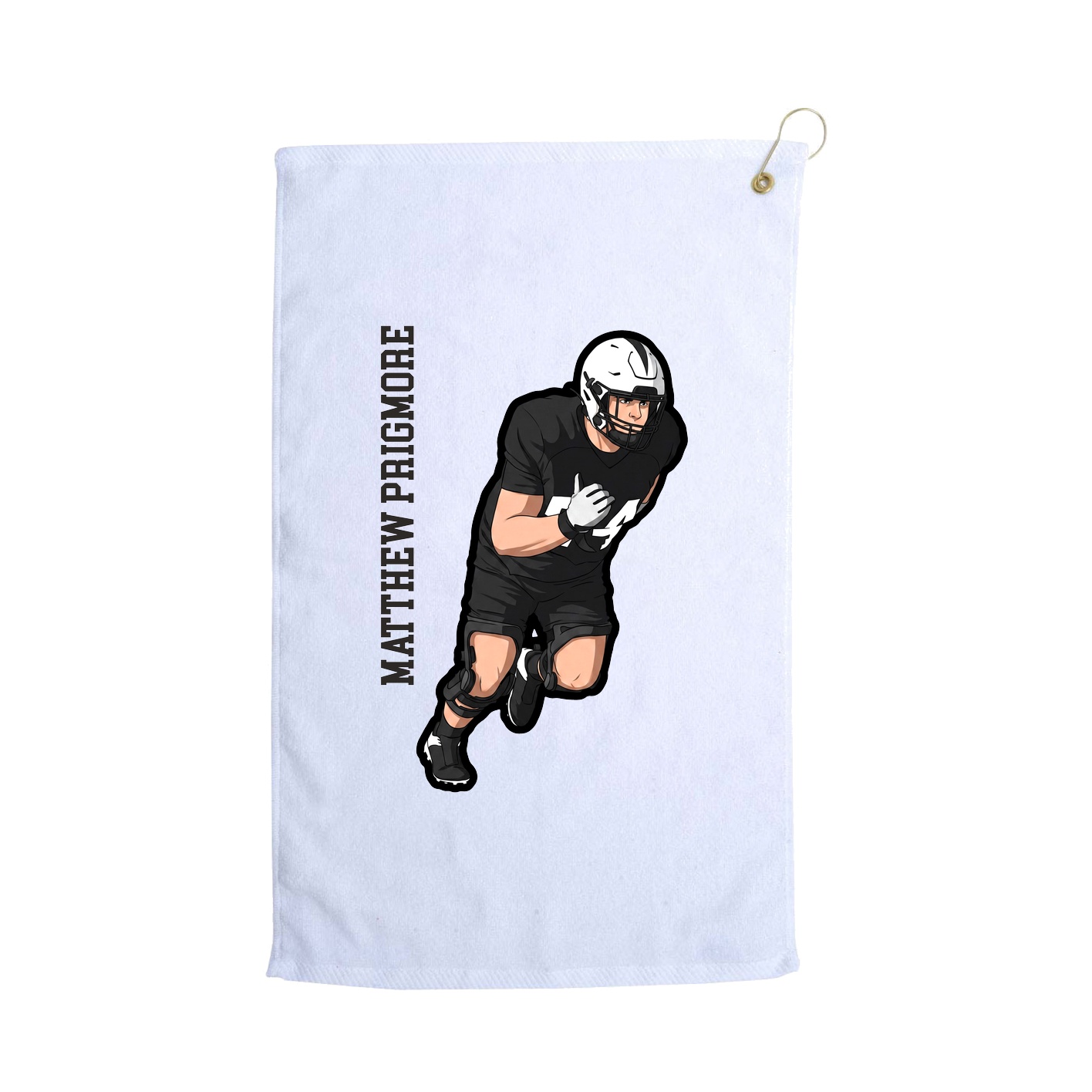 Golf Towel — Name Vertical in White