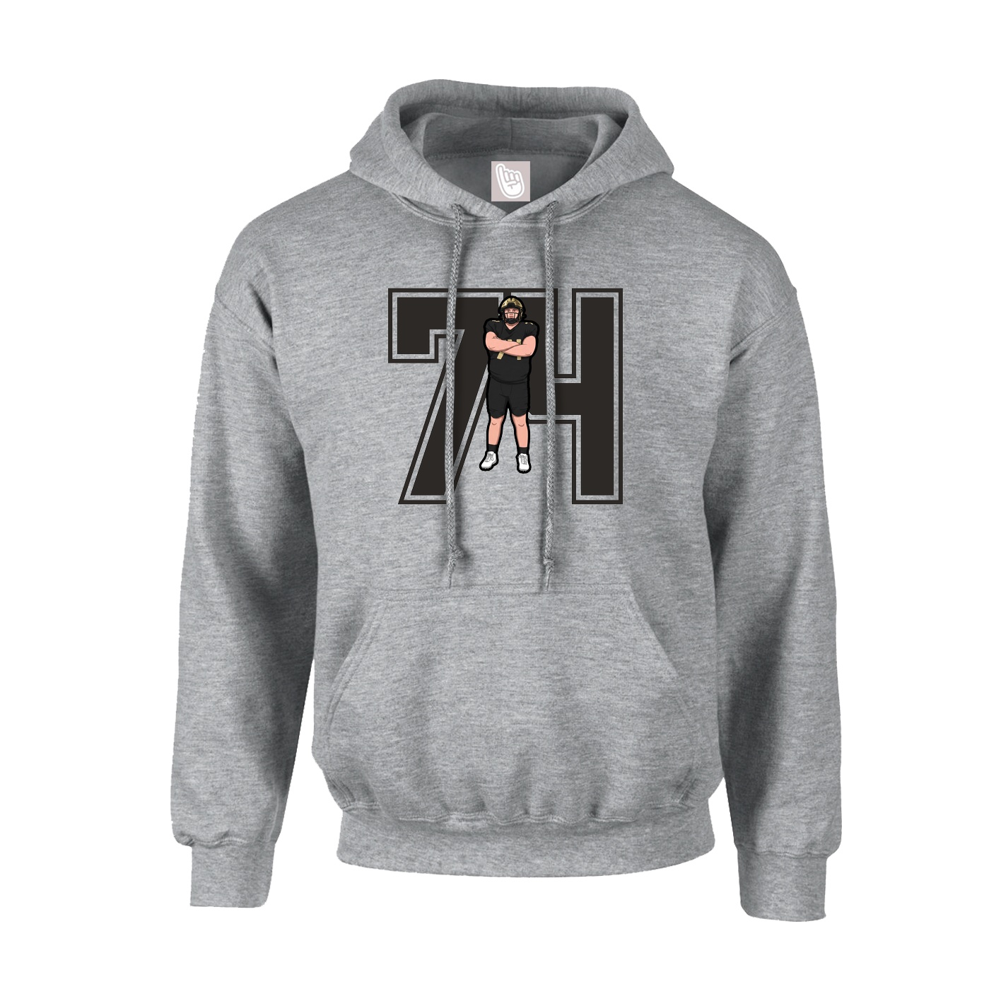 Youth Hoodie — Number in Grey