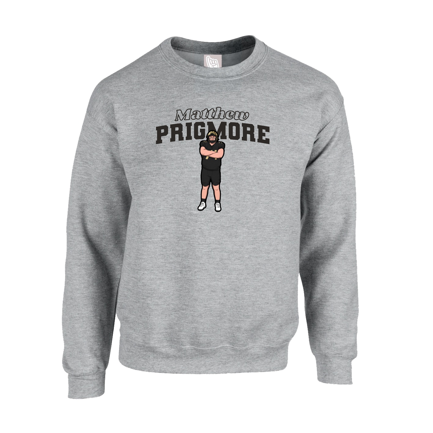 Fleece Crew — Name Arch in Grey