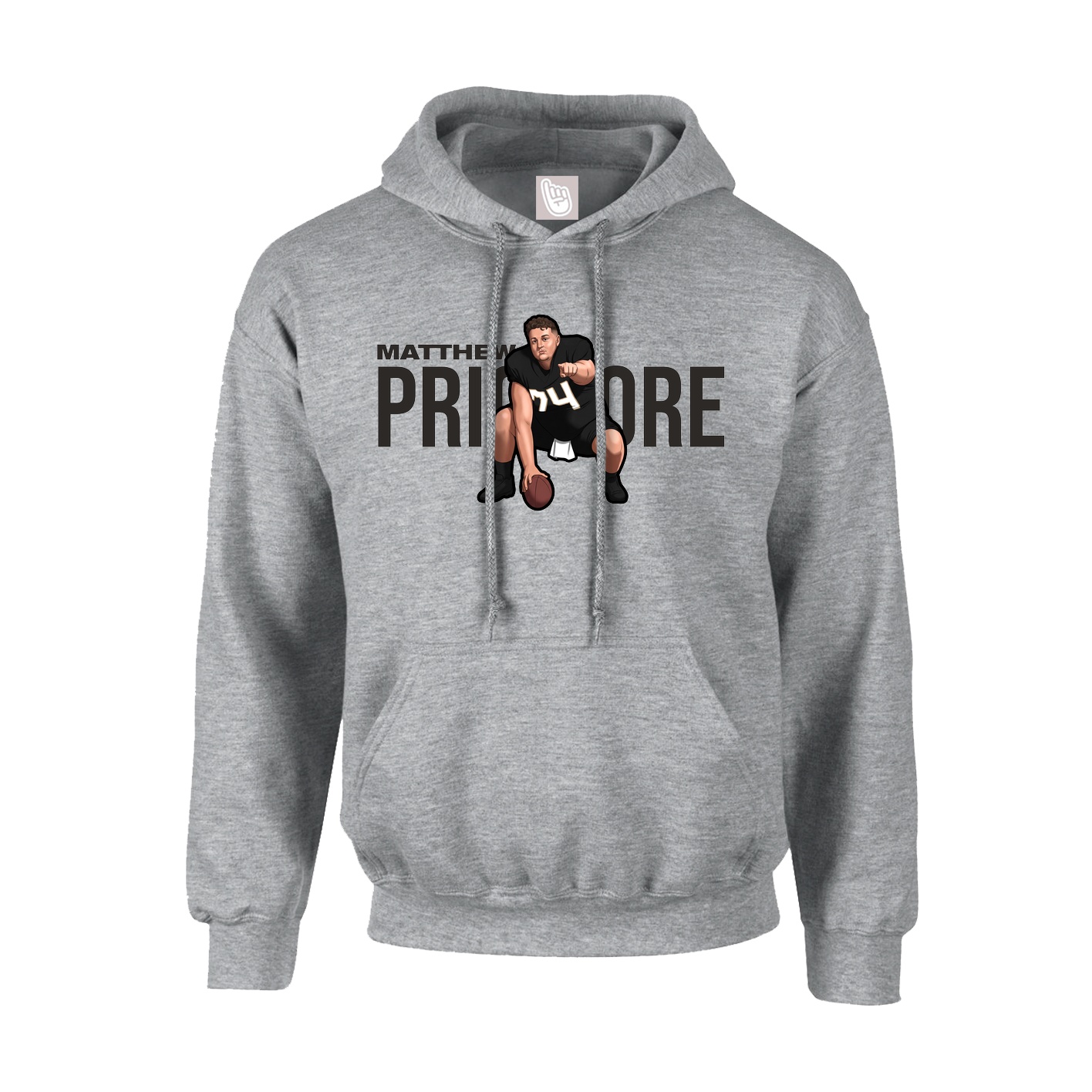 Youth Hoodie — Player Name in Grey