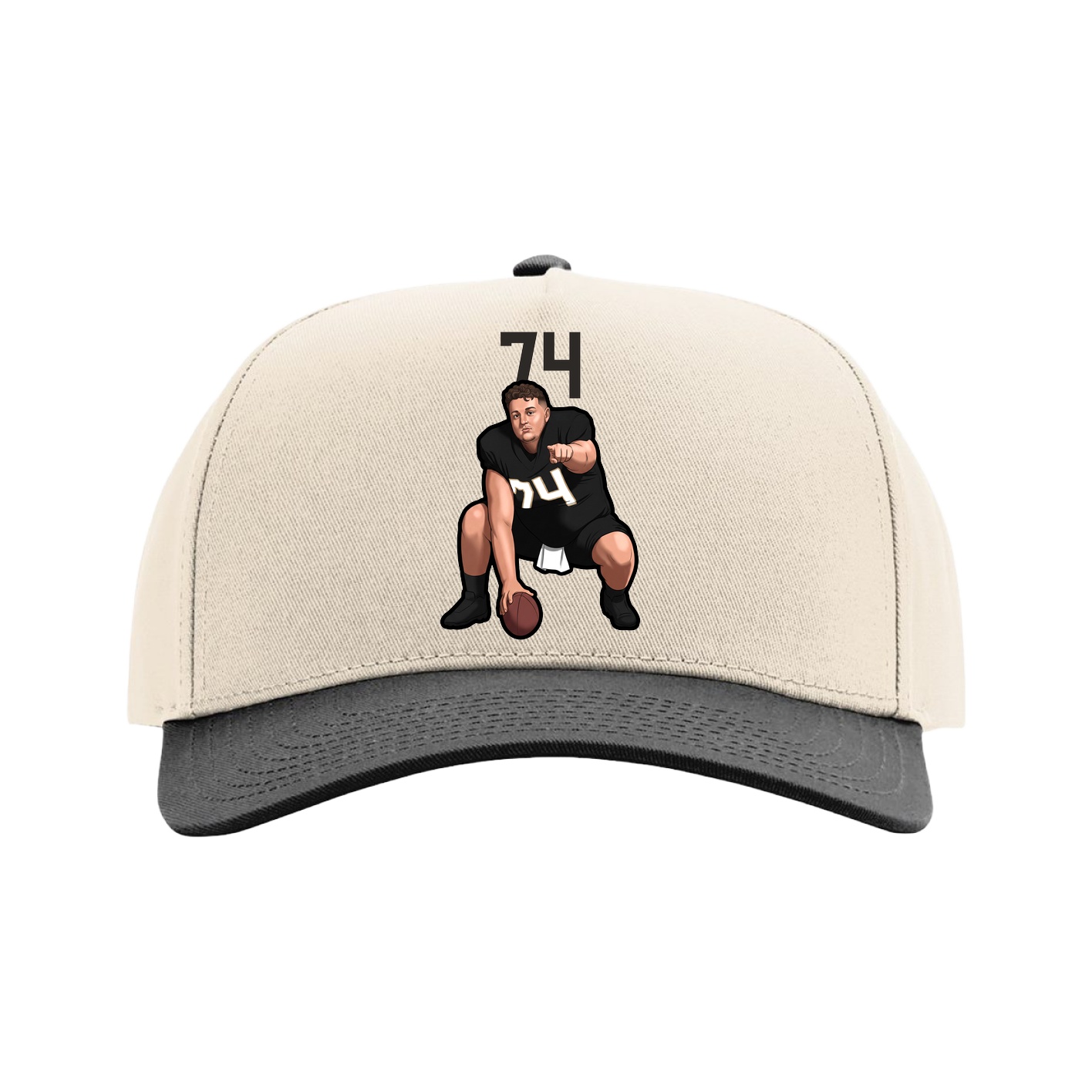 Full Fabric Five-Panel Champ Cap — Number Top in Cream/Black