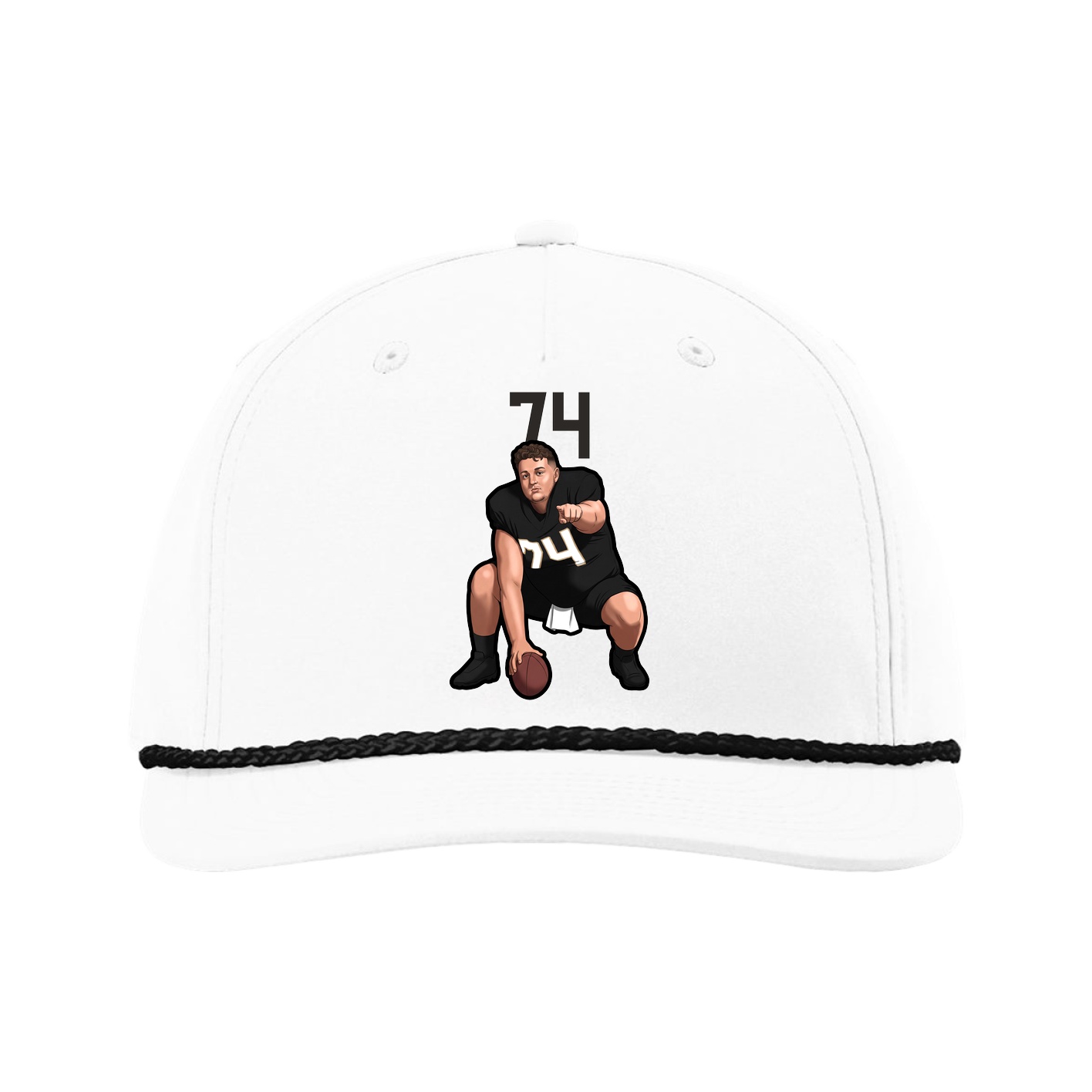 Five-Panel Classic Rope Cap — Number Top in White