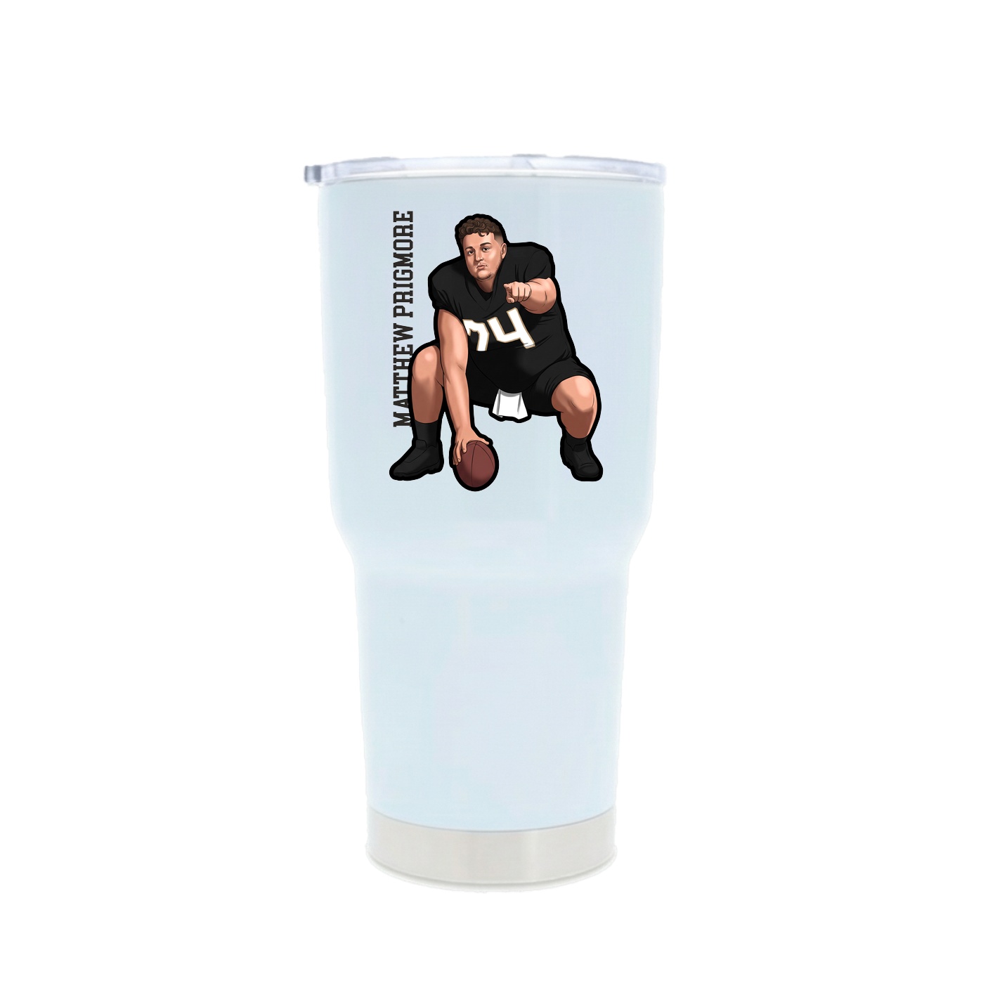 30oz Stainless Steel Tumbler — Name Vertical in White