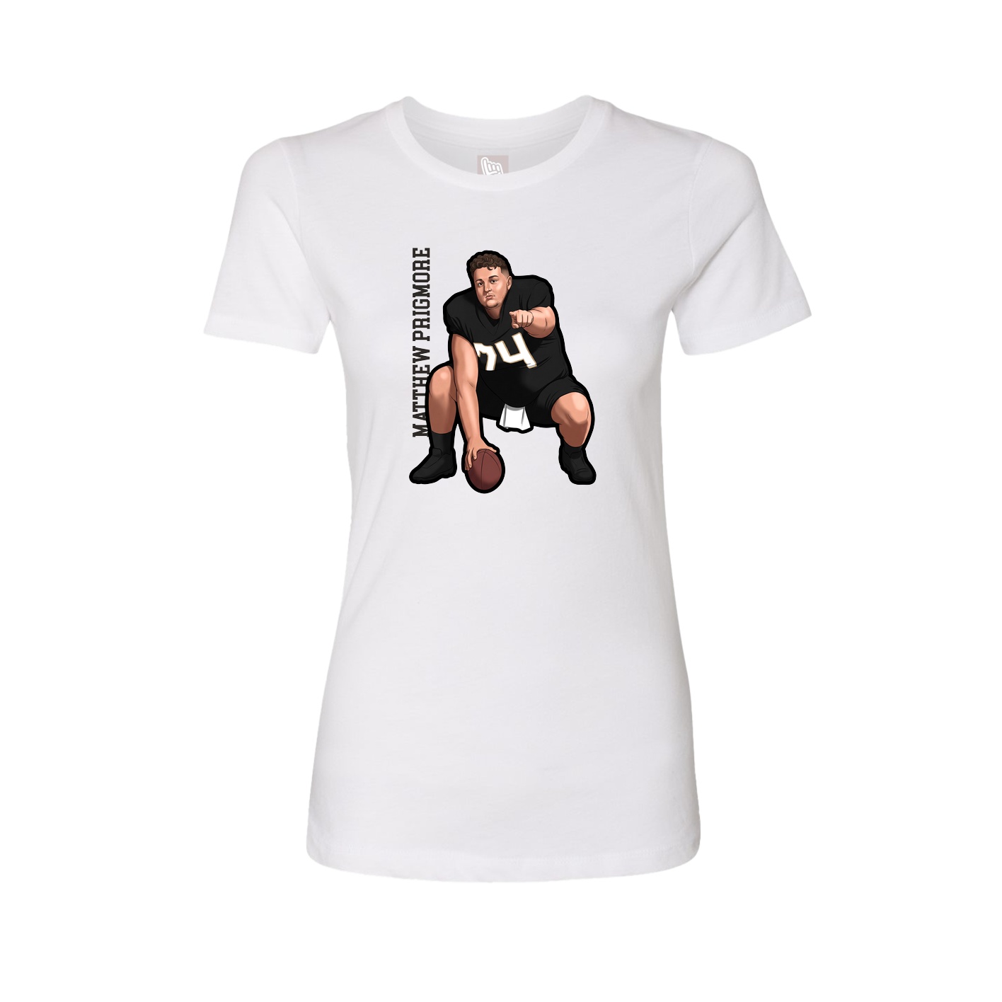 Womens Tee — Name Vertical in White