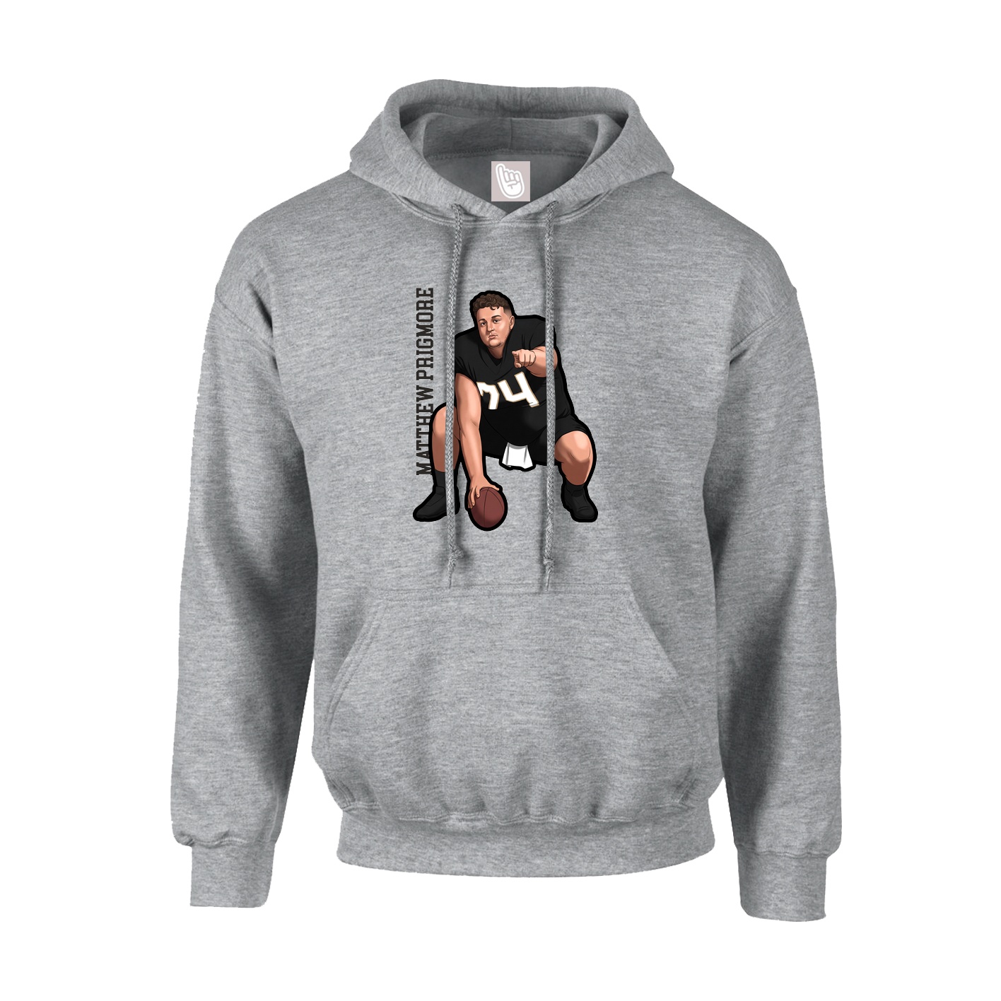 Hoodie — Name Vertical in Grey