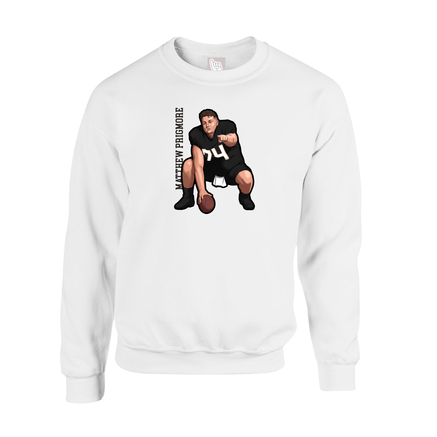 Fleece Crew — Name Vertical in White