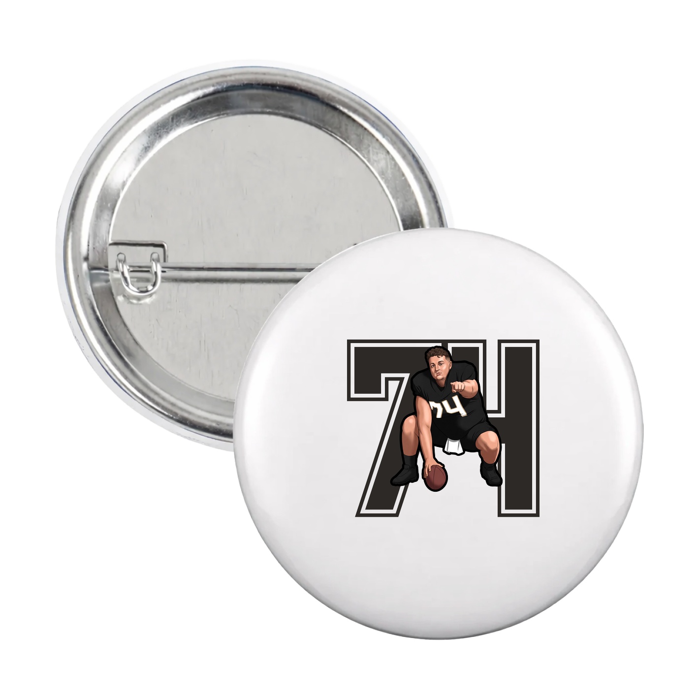 Game Day Button — Number in White